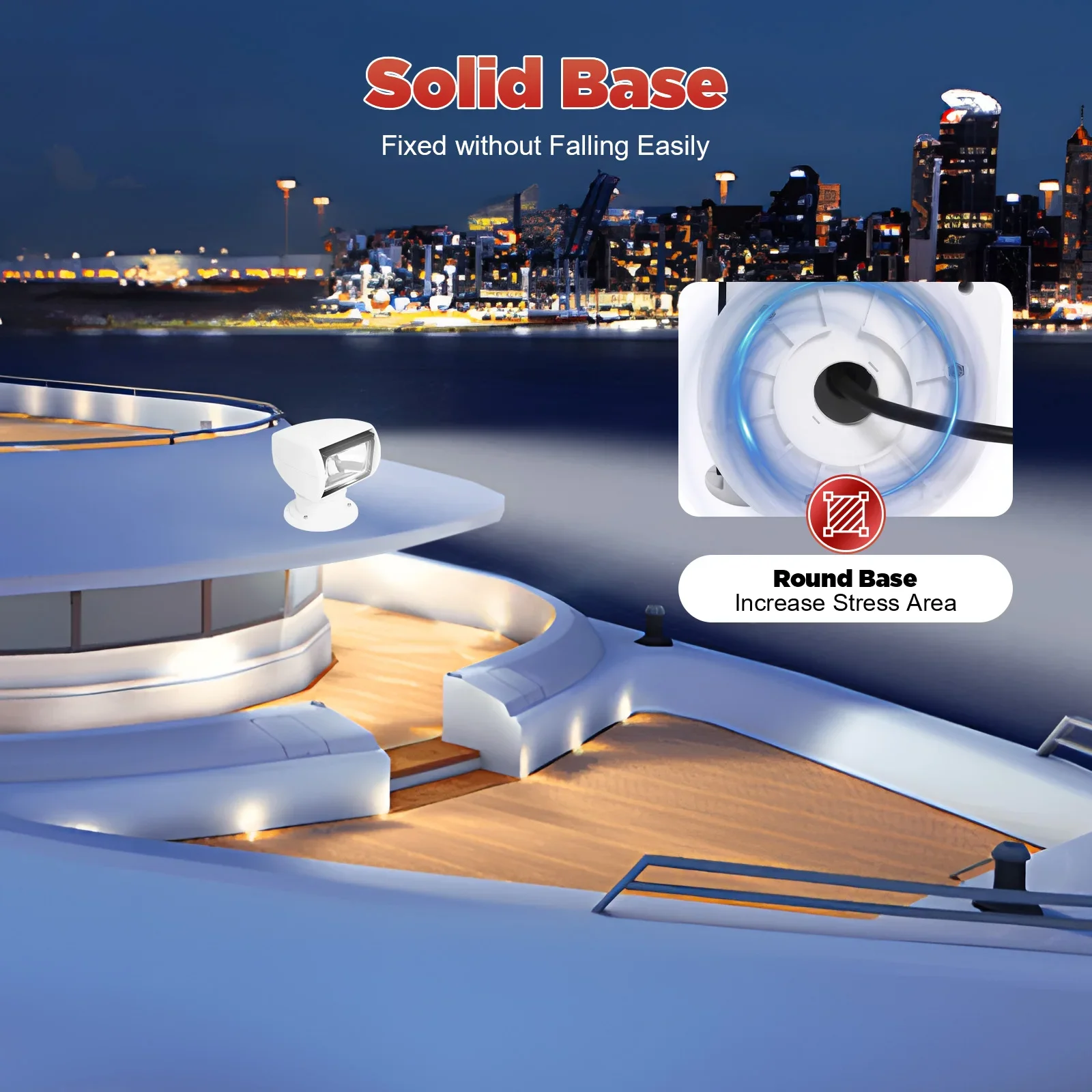 100W 12V Boat Spotlight Marine Halogen Search Spot Lights for Boats,Remote Control Bulb Multi-angled And Long-range Lighting