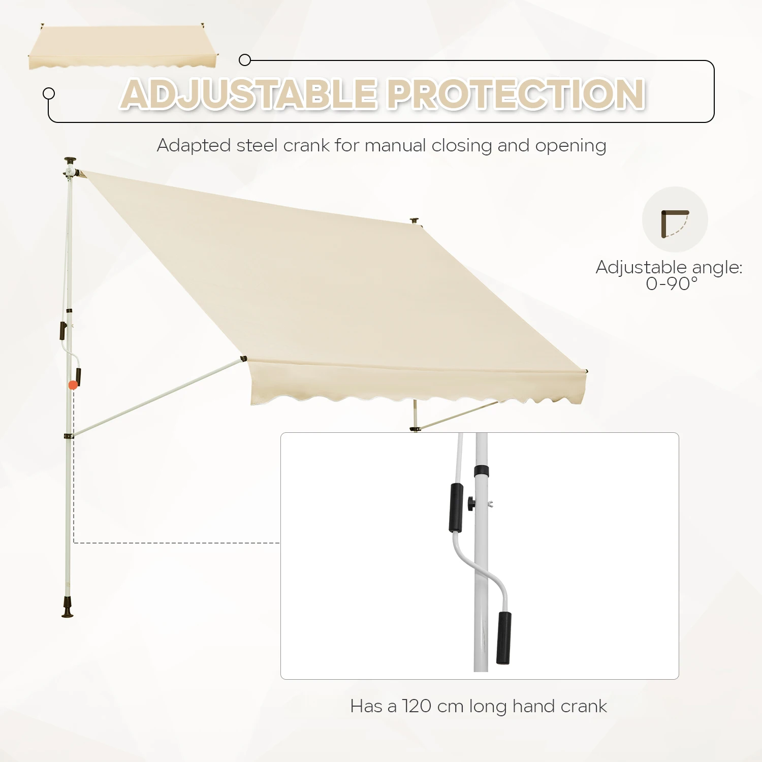 Aluminum pincer stand with handle, adjustable height, Polyester, for Beige balcony garden terrace