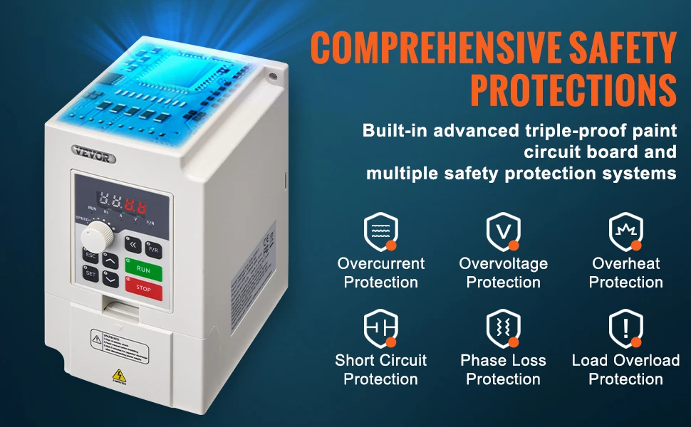 SucceBuy VFD Inverter 3KW/4KW/5.5KW Variable Frequency Drive 50/60Hz Input 0-2000Hz Output VFD for Spindle Motor Speed Control
