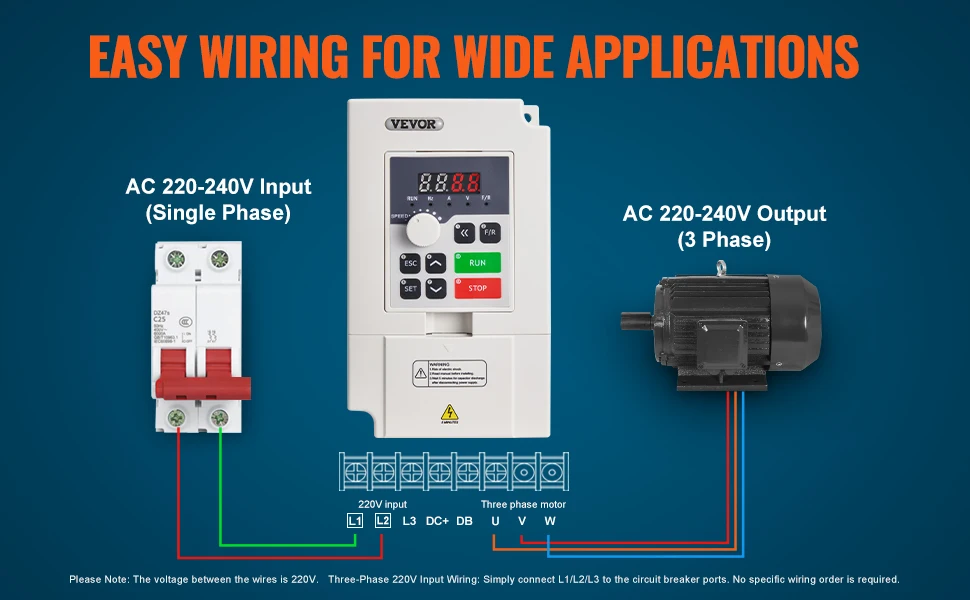 SucceBuy VFD Inverter 3KW/4KW/5.5KW Variable Frequency Drive 50/60Hz Input 0-2000Hz Output VFD for Spindle Motor Speed Control