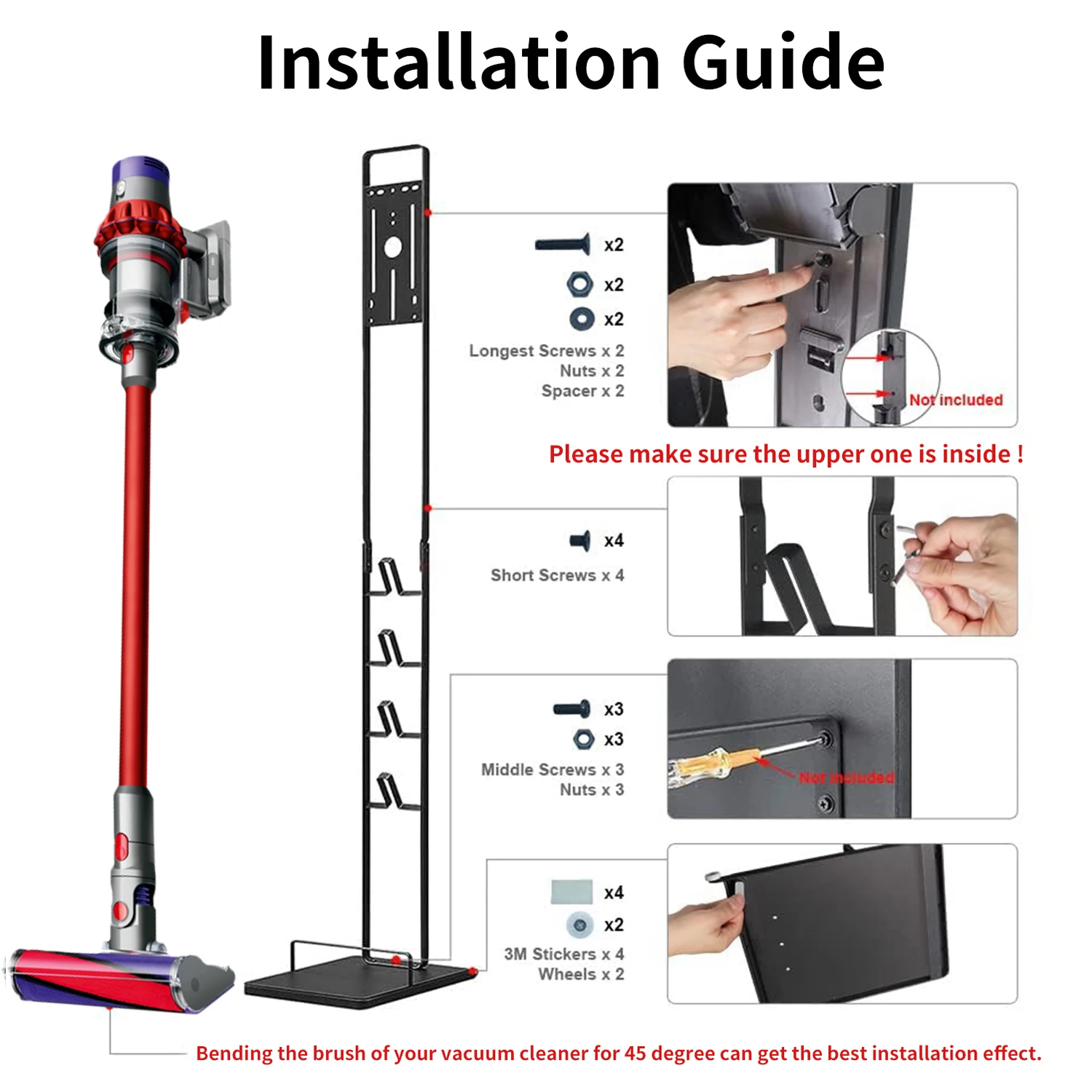 Freestanding Vacuum Cleaner Holder Rack for Dyson V15 V12 V11 V10 V8 V7 V6 Organizer DC58/DC59/DC62 etc No Drilling Metal Stand