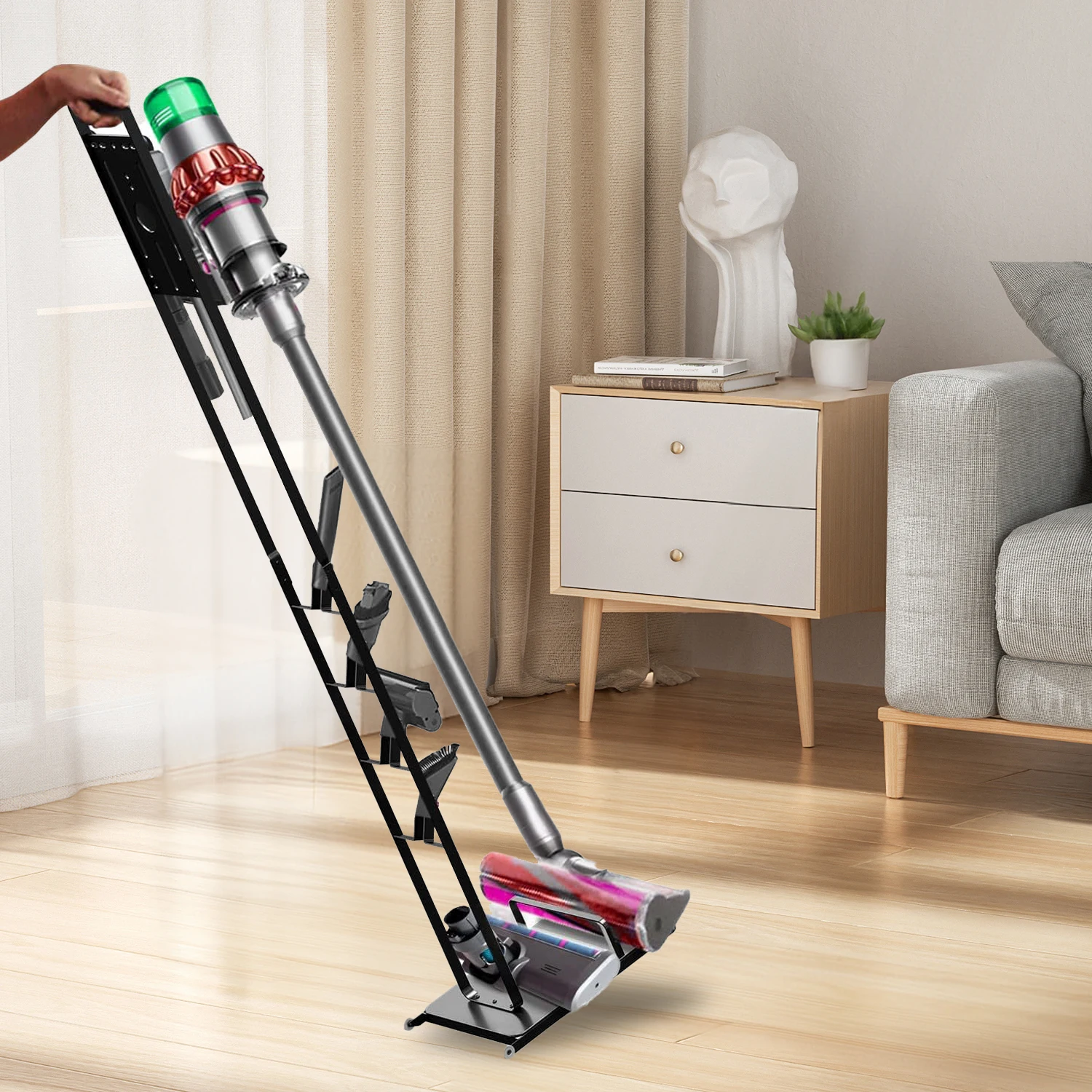Freestanding Vacuum Cleaner Holder Rack for Dyson V15 V12 V11 V10 V8 V7 V6 Organizer DC58/DC59/DC62 etc No Drilling Metal Stand