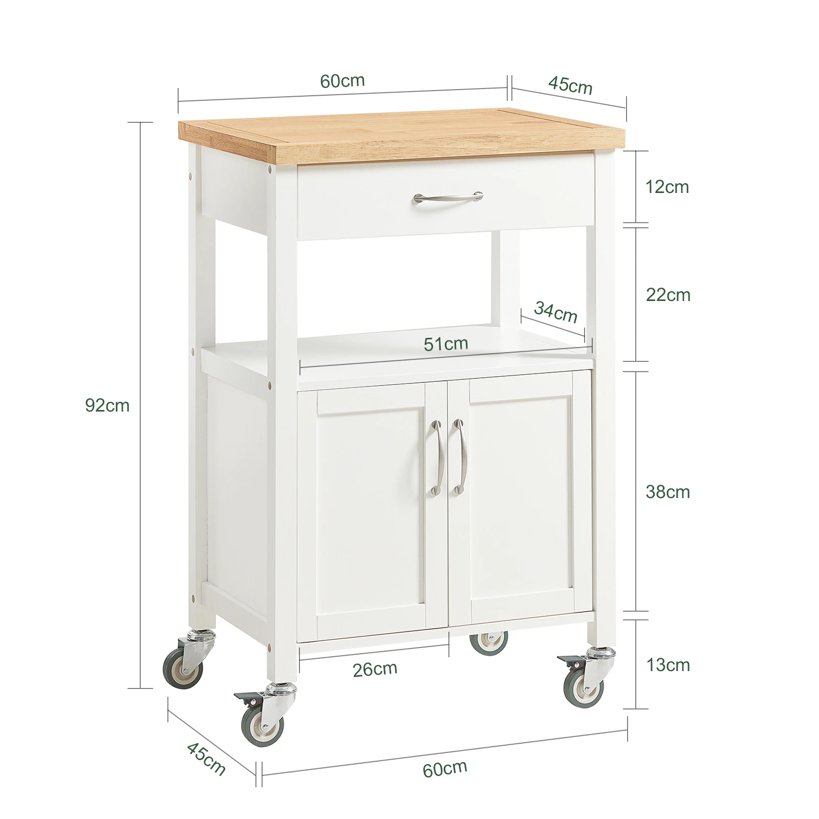 SoBuy FKW22 rubber kitchen trolley Wood serving trolley trolley narrow drink trolley for office kitchen living room dining room