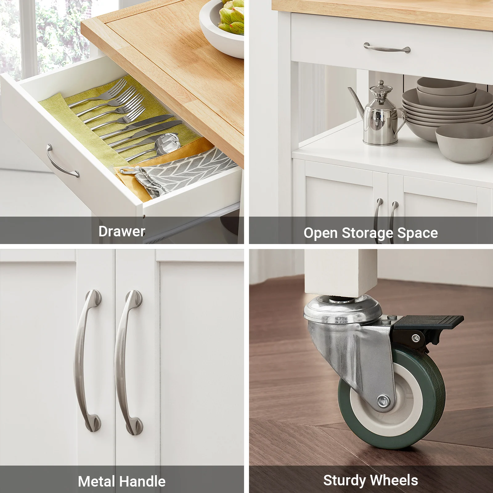 SoBuy FKW22 rubber kitchen trolley Wood serving trolley trolley narrow drink trolley for office kitchen living room dining room