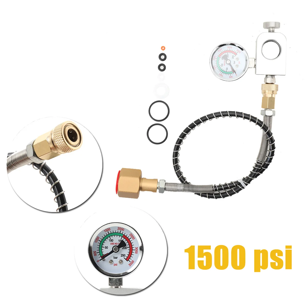 Sodastream Soda Bottle Inflation Hose Connector Inflation Valve With Table 1500 PSI Transfer Adapter + 50cm High-Pressure Hose