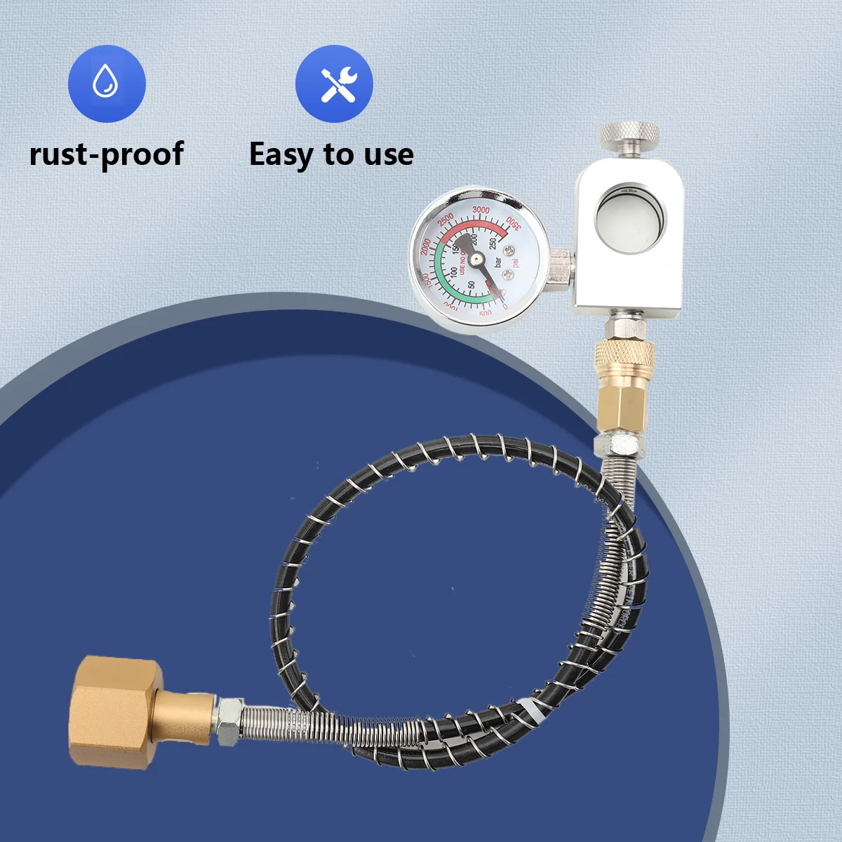 Sodastream Soda Bottle Inflation Hose Connector Inflation Valve With Table 1500 PSI Transfer Adapter + 50cm High-Pressure Hose
