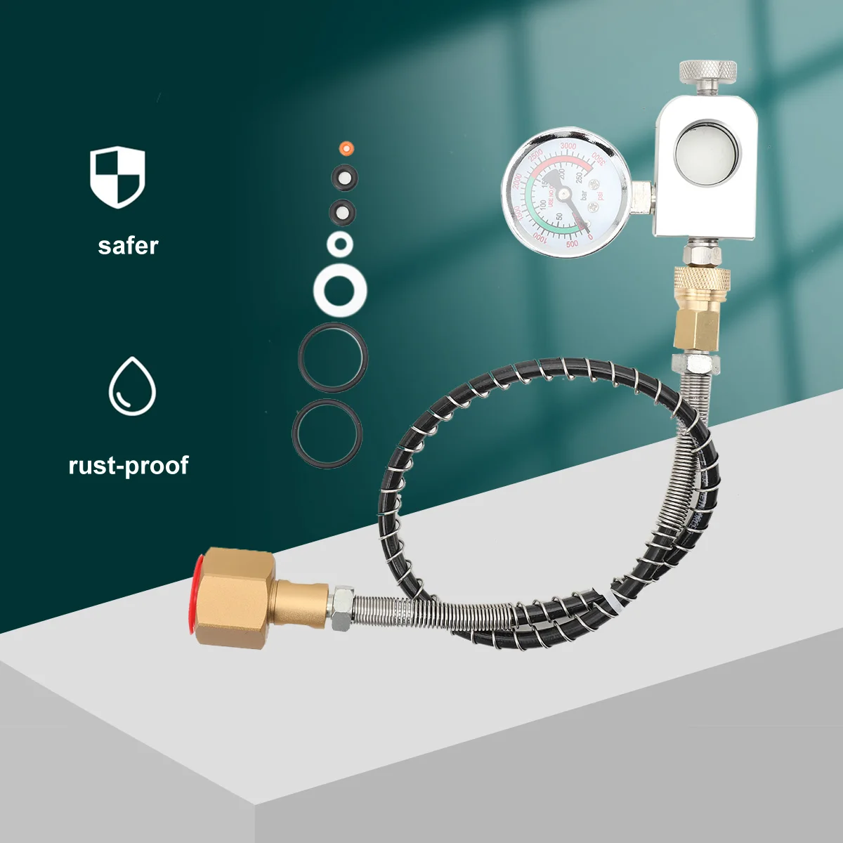 Sodastream Soda Bottle Inflation Hose Connector Inflation Valve With Table 1500 PSI Transfer Adapter + 50cm High-Pressure Hose
