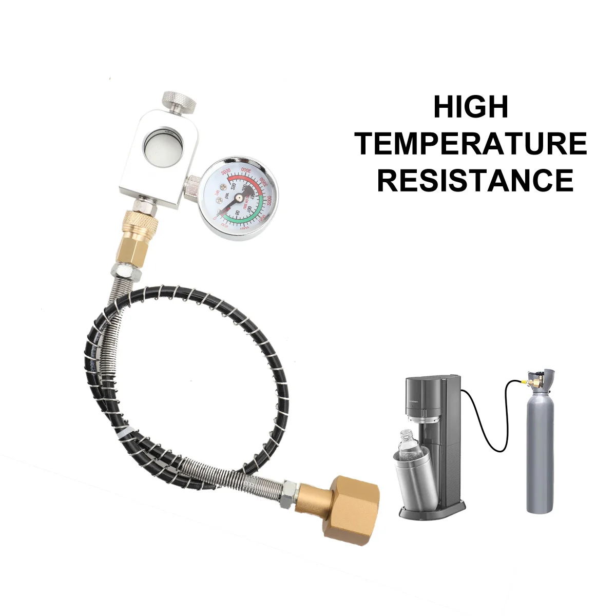 Sodastream Soda Bottle Inflation Hose Connector Inflation Valve With Table 1500 PSI Transfer Adapter + 50cm High-Pressure Hose