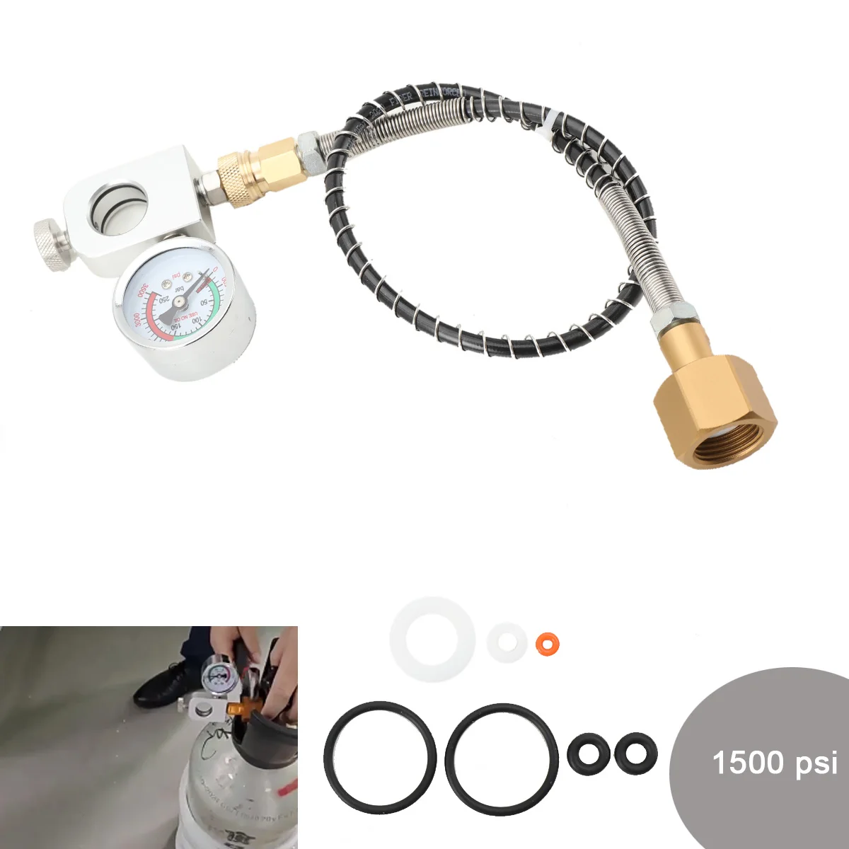 Sodastream Soda Bottle Inflation Hose Connector Inflation Valve With Table 1500 PSI Transfer Adapter + 50cm High-Pressure Hose