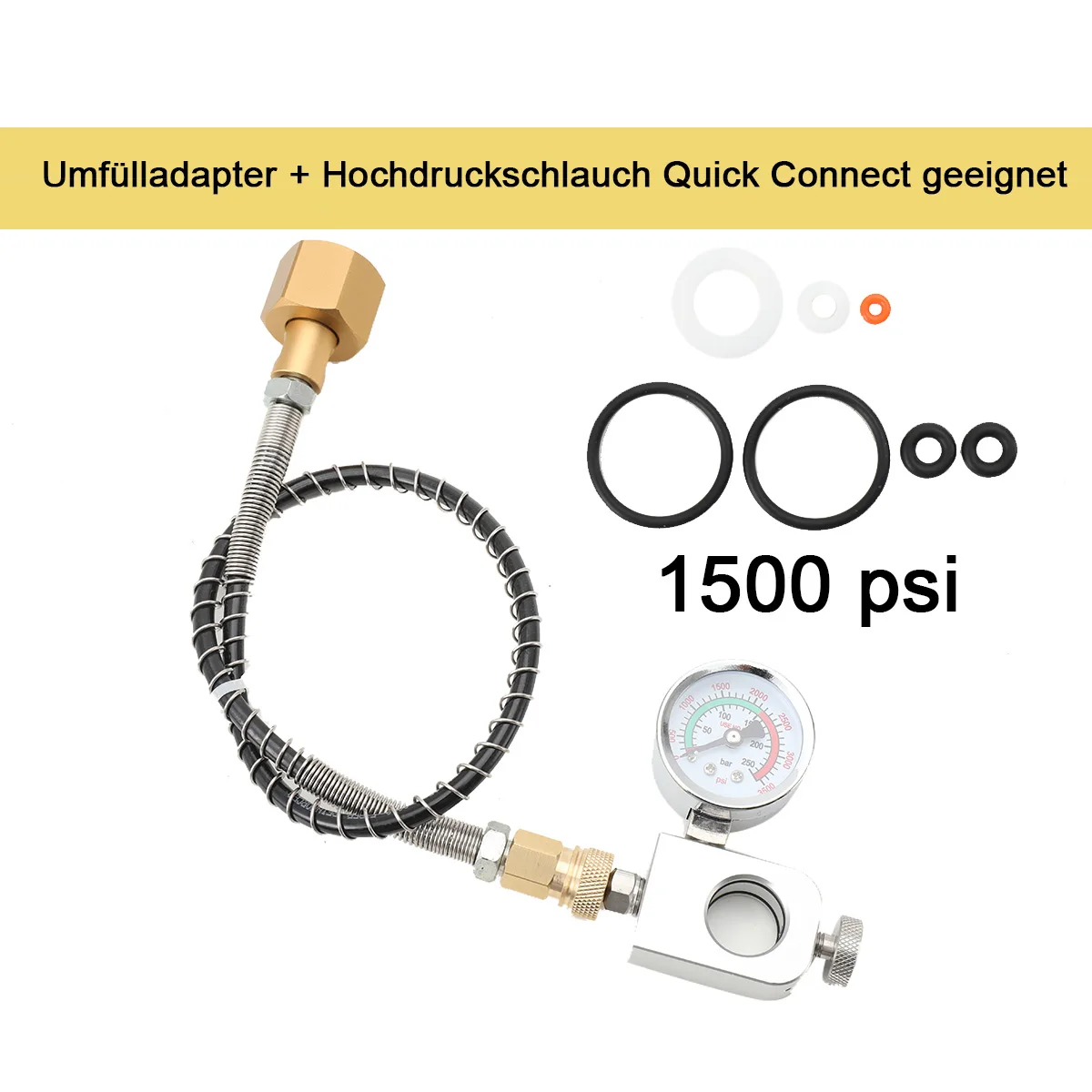 Sodastream Soda Bottle Inflation Hose Connector Inflation Valve With Table 1500 PSI Transfer Adapter + 50cm High-Pressure Hose