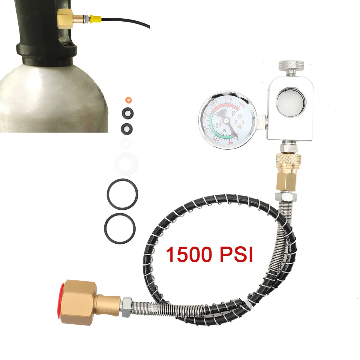 Sodastream Soda Bottle Inflation Hose Connector Inflation Valve With Table 1500 PSI Transfer Adapter + 50cm High-Pressure Hose