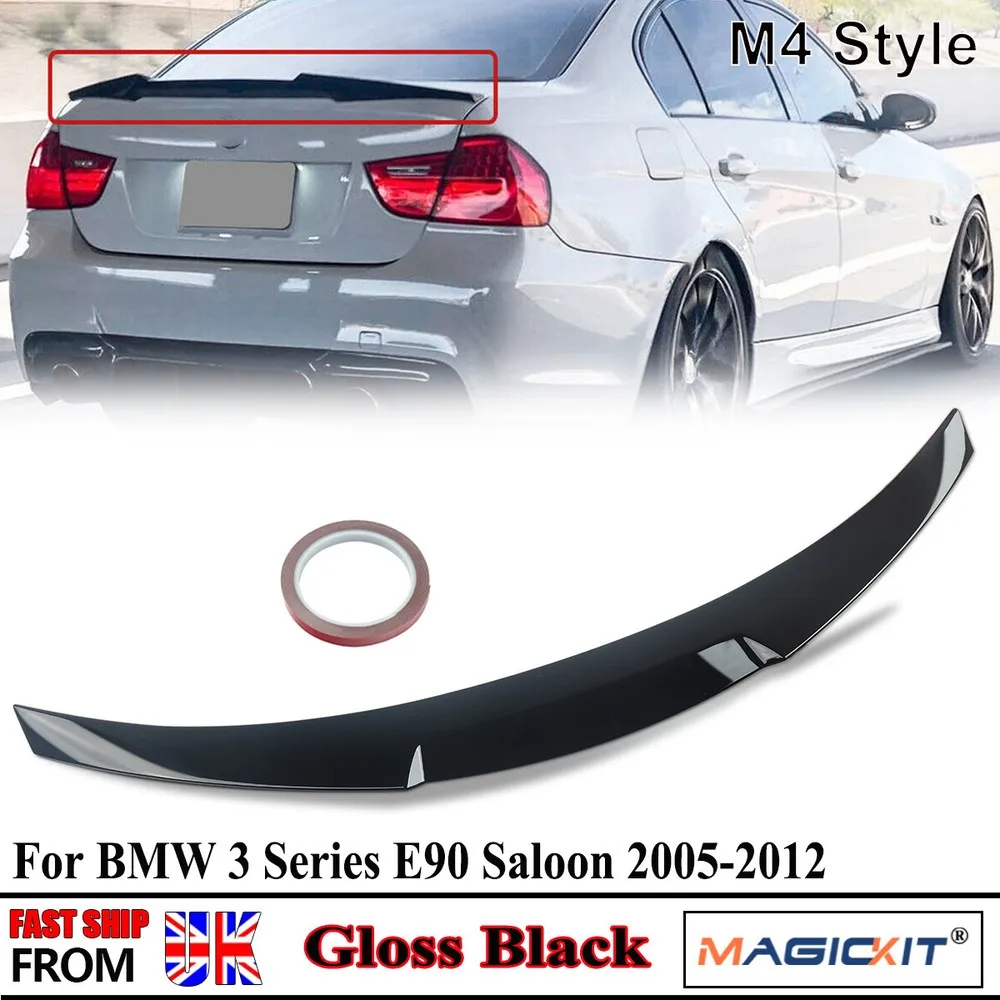 Tail Trunk Roof Spoiler FOR BMW 3 SERIES E90 SALOON 316d 318i 325d 335d 2005-2012 M4 STYLE REAR TRUNK BOOT SPOILER GLOSSY BLACK