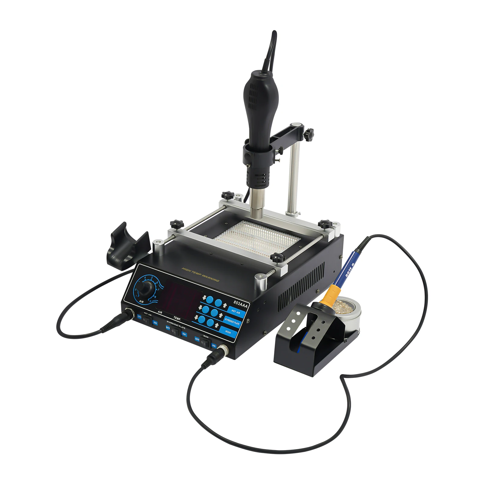1200W Hot Air Rework SMD Soldering Station With Heat Gun Set Temperature LED Screen Display For Electronics Repairs