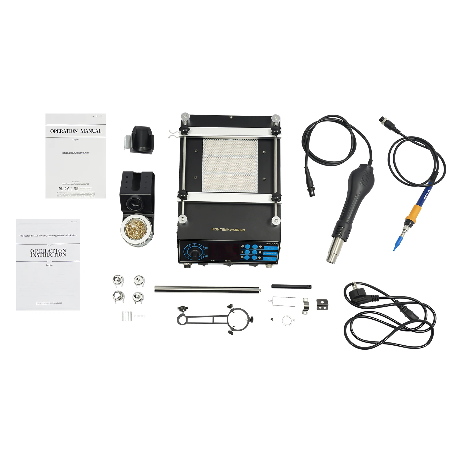 1200W Hot Air Rework SMD Soldering Station With Heat Gun Set Temperature LED Screen Display For Electronics Repairs