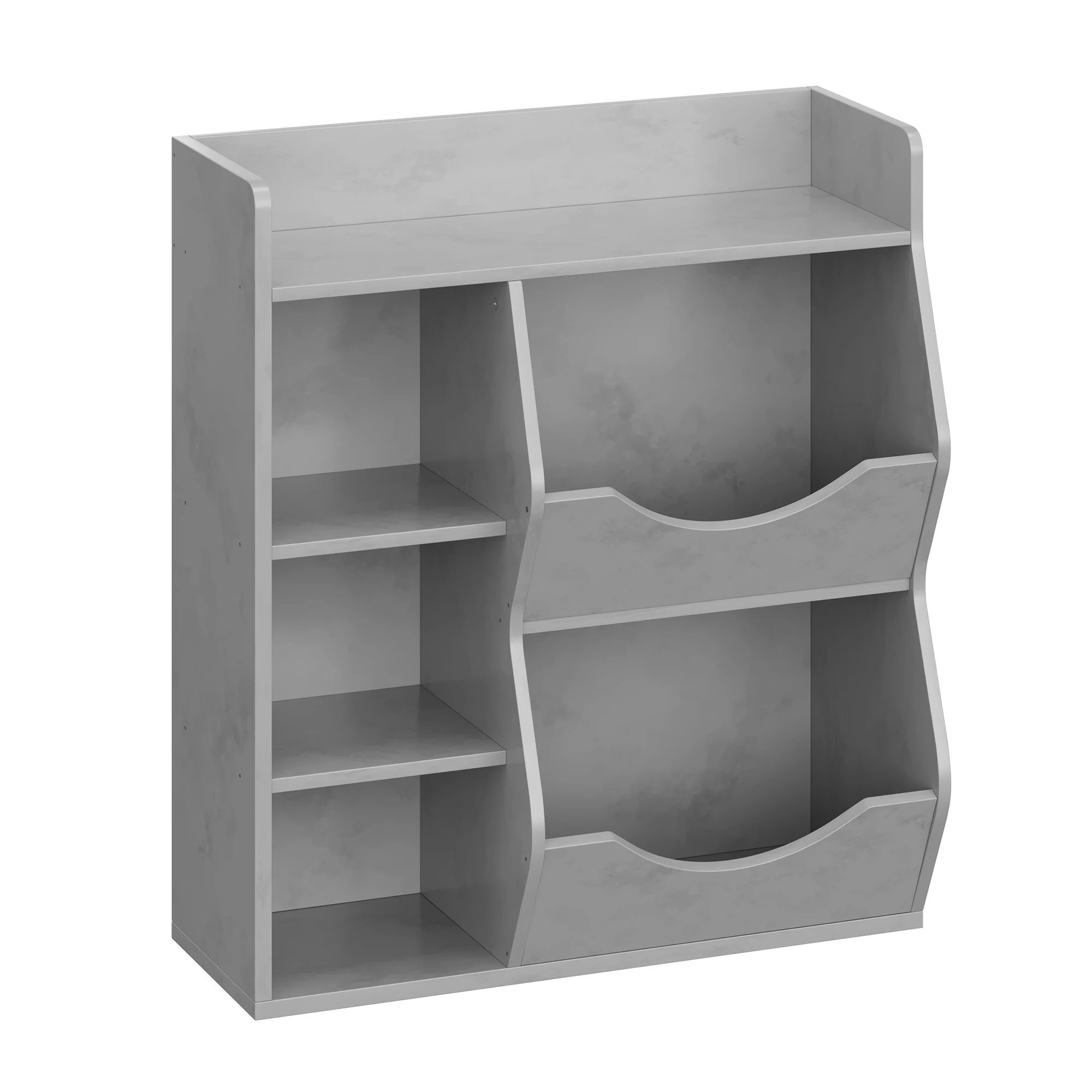 3-Tier Kids Bookshelf, Bookcase Footboard, Toy Storage Cubby White 5-Compartment Children's Toy Shelf, Toy Storage Cabinet