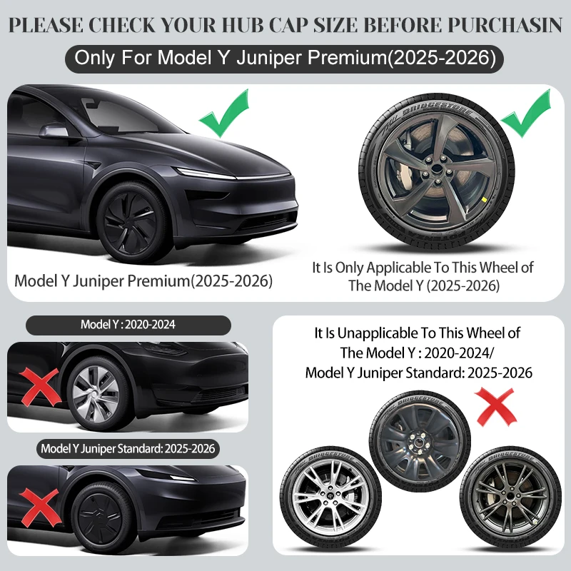 4PCS For Tesla Model Y Juniper 2025-2026 Wheel Cap 19Inch Wheel Cover Replacement Wheel Hub Cap Full Rim Cover Accessorie