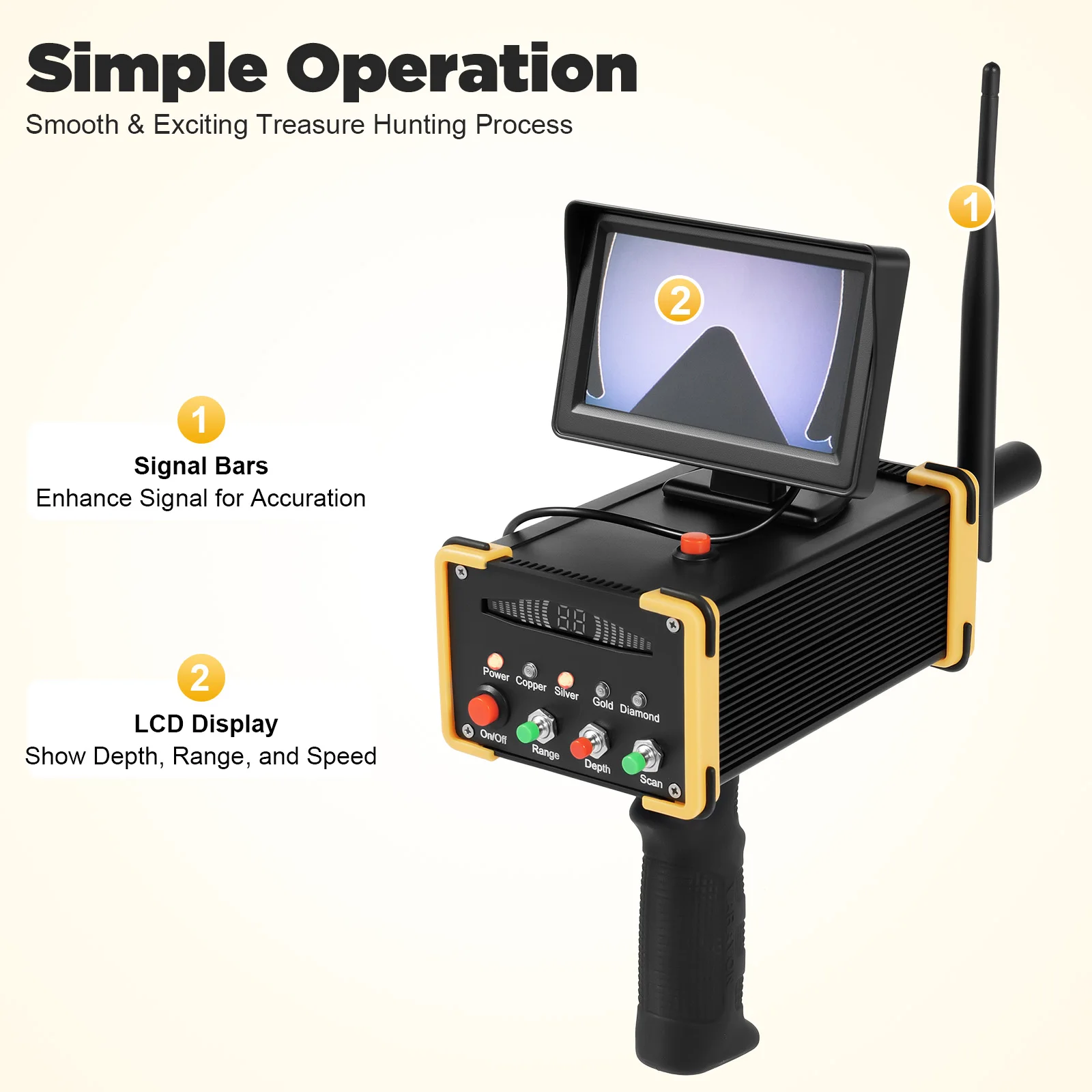 3248ft Range Metal Detector 3.3-52.5ft Depth Metal Finder Automatic Rotation Detection Device for Treasure Hunting/Archaeology