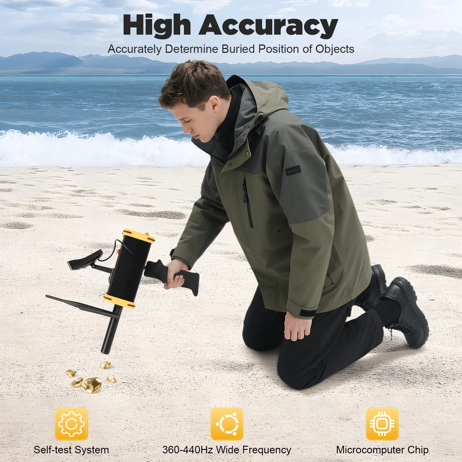 3248ft Range Metal Detector 3.3-52.5ft Depth Metal Finder Automatic Rotation Detection Device for Treasure Hunting/Archaeology