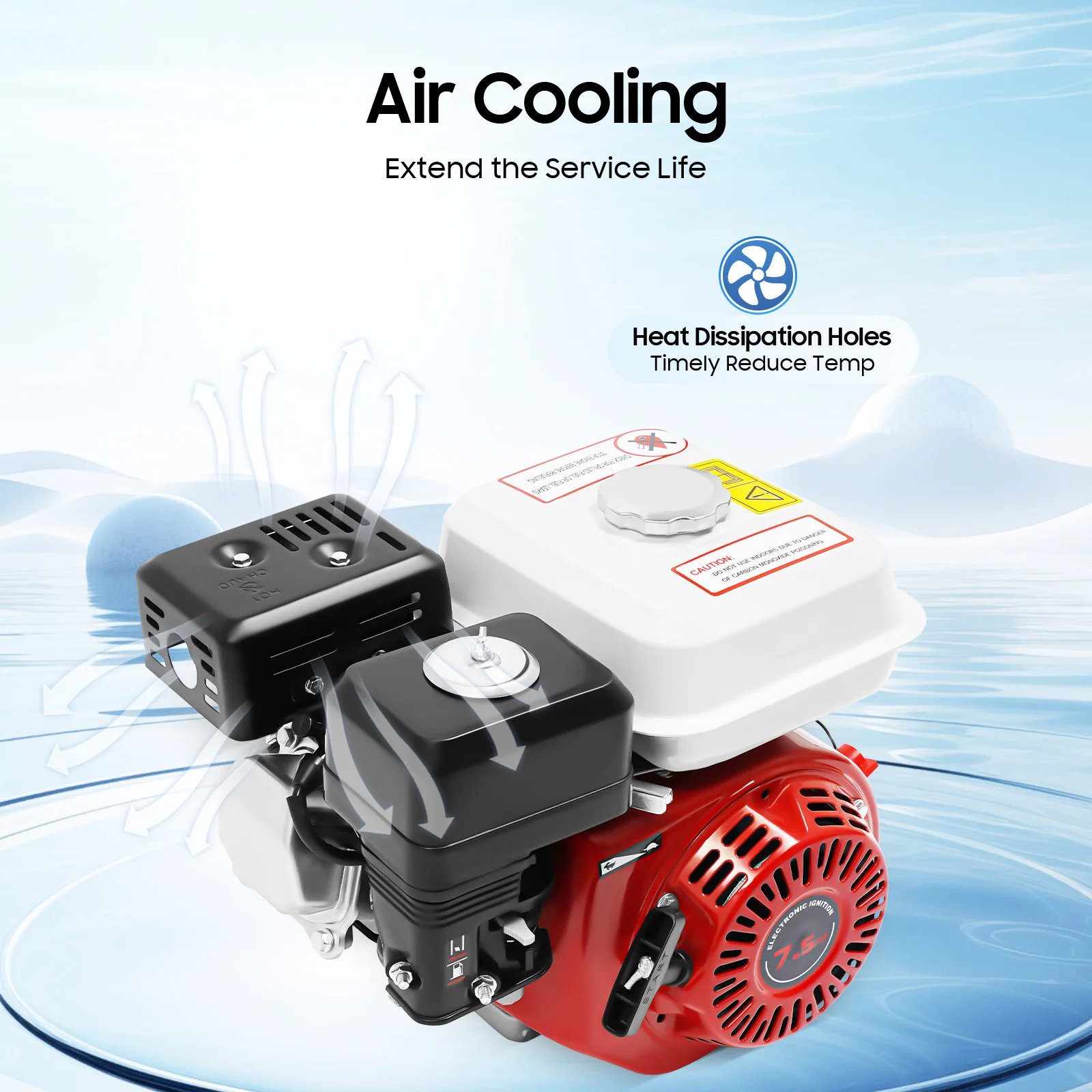 7.5HP 212CC OHV 4-Stroke Gasoline Engine 3600RPM, 20mm Crankshaft Recoil Start Air Cooled Petrol Engine for Go Kart Water Pump