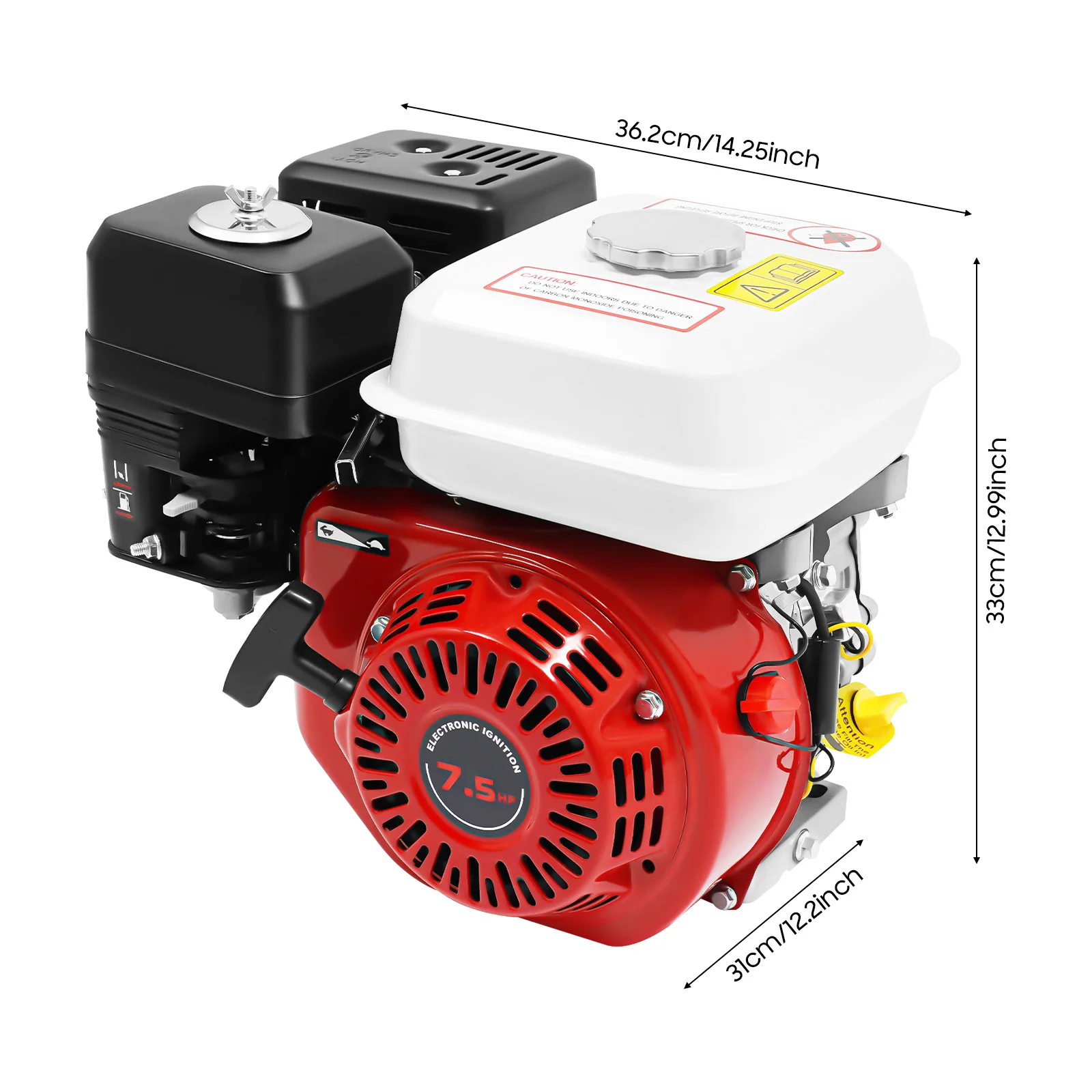 7.5HP 212CC OHV 4-Stroke Gasoline Engine 3600RPM, 20mm Crankshaft Recoil Start Air Cooled Petrol Engine for Go Kart Water Pump