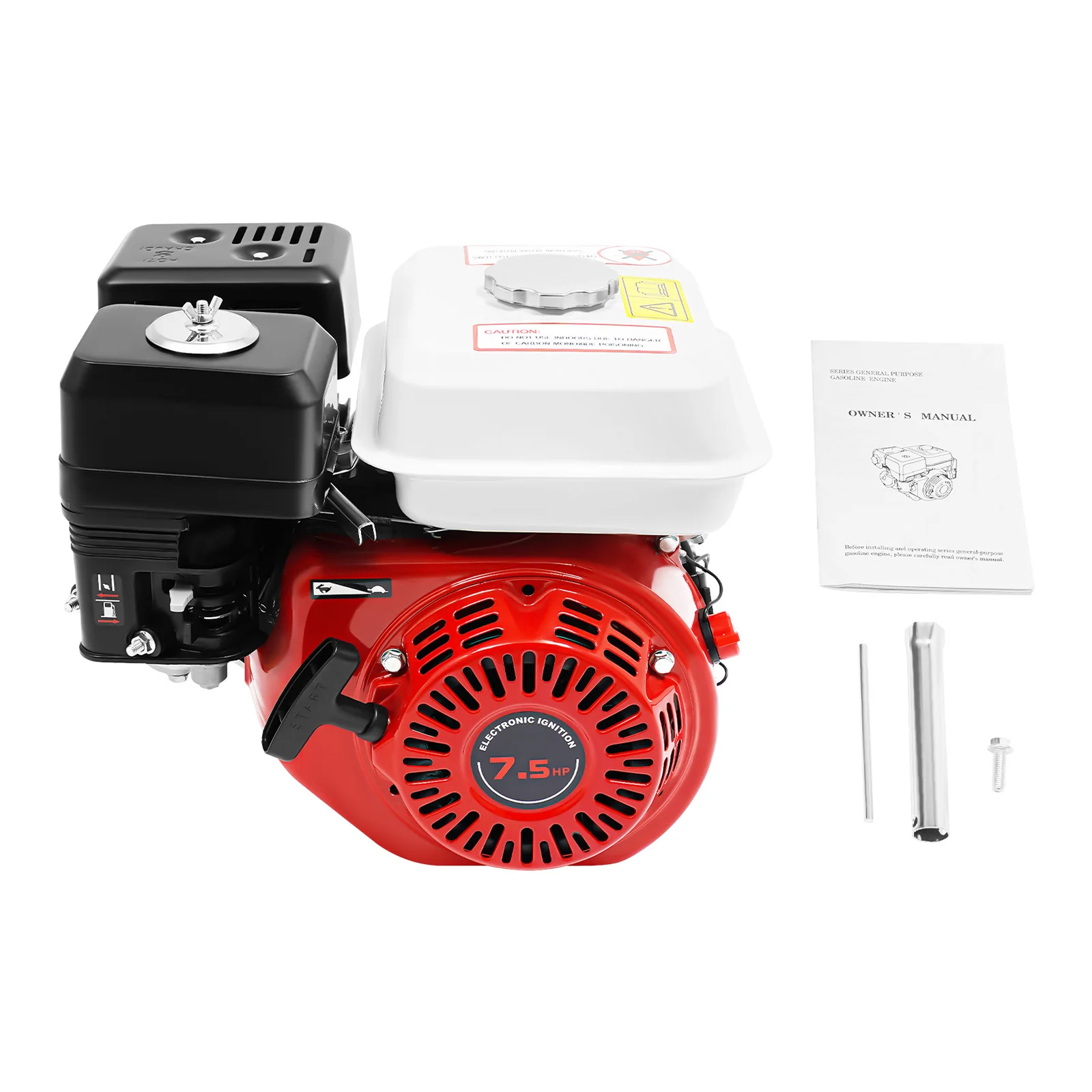 7.5HP 212CC OHV 4-Stroke Gasoline Engine 3600RPM, 20mm Crankshaft Recoil Start Air Cooled Petrol Engine for Go Kart Water Pump