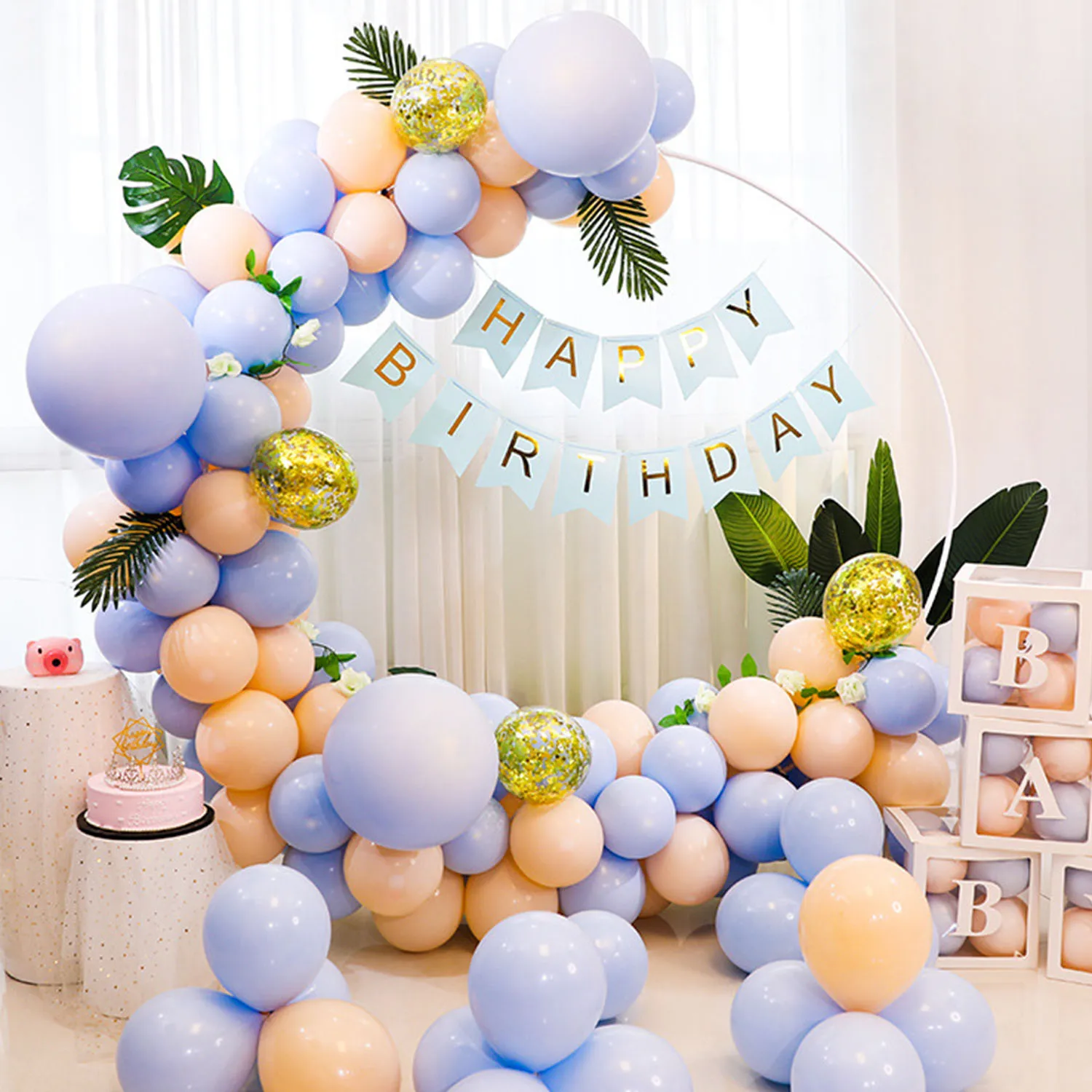 Metal Wedding Balloon Arch Stand Circular Wreath Balloon Party Decoration Backdrop Birthday Baby Shower Event Decor Arch Frame