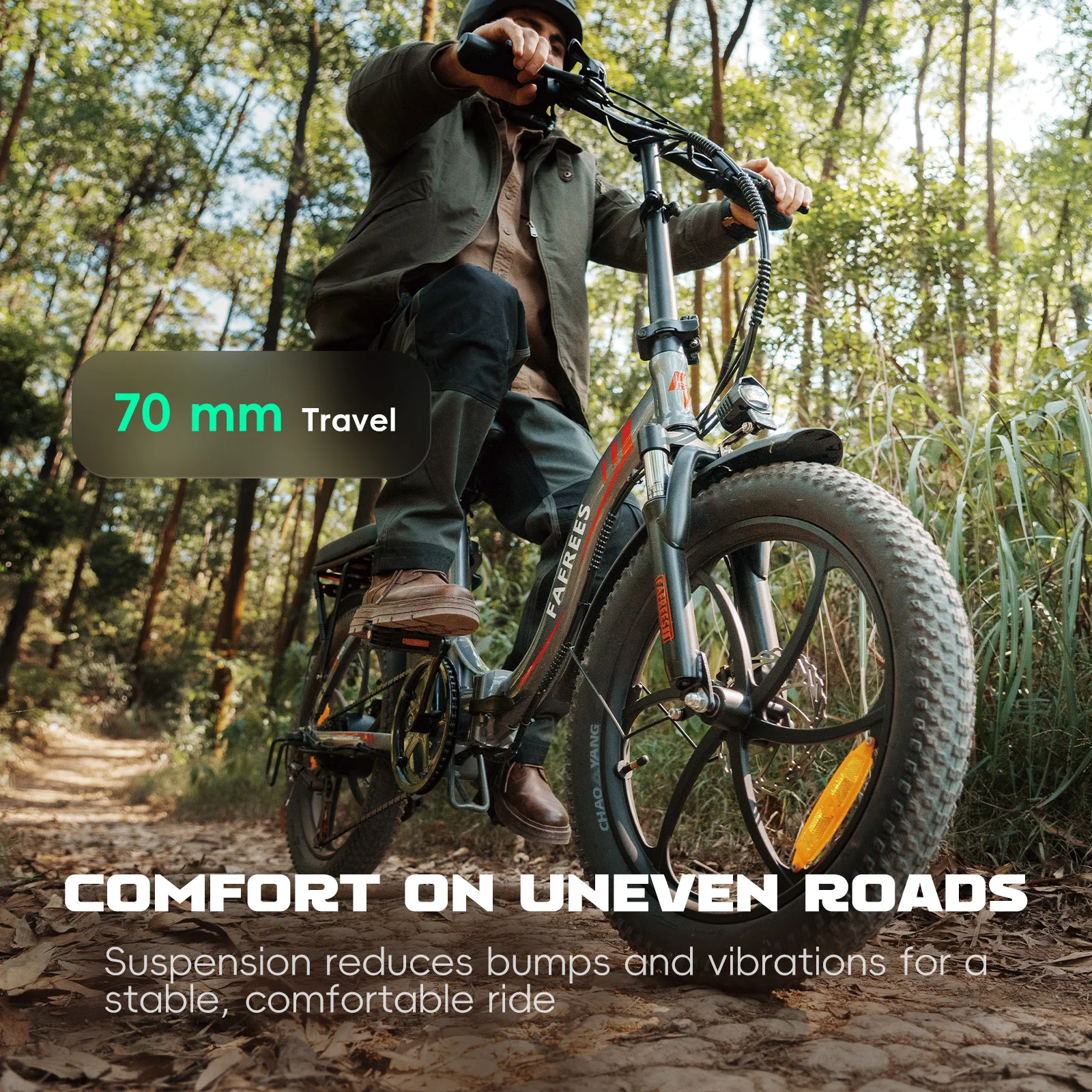 Fafrees Folding Electric Bicycle Adults 20 Inch Fat Tire City E-bike with 36V 18Ah Removable Battery 90km Range