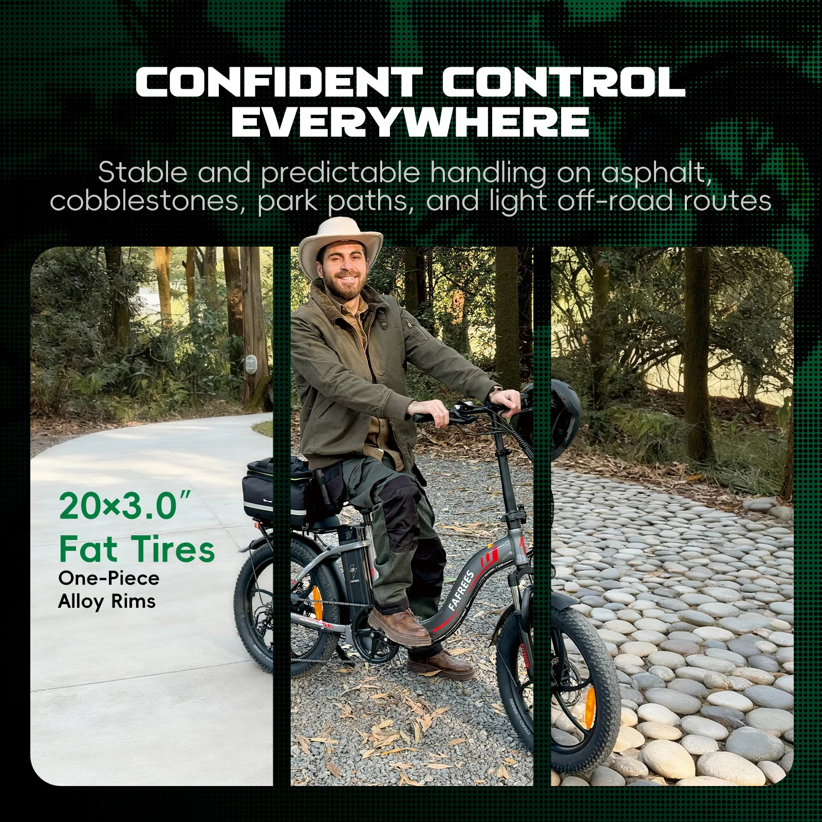 Fafrees Folding Electric Bicycle Adults 20 Inch Fat Tire City E-bike with 36V 18Ah Removable Battery 90km Range