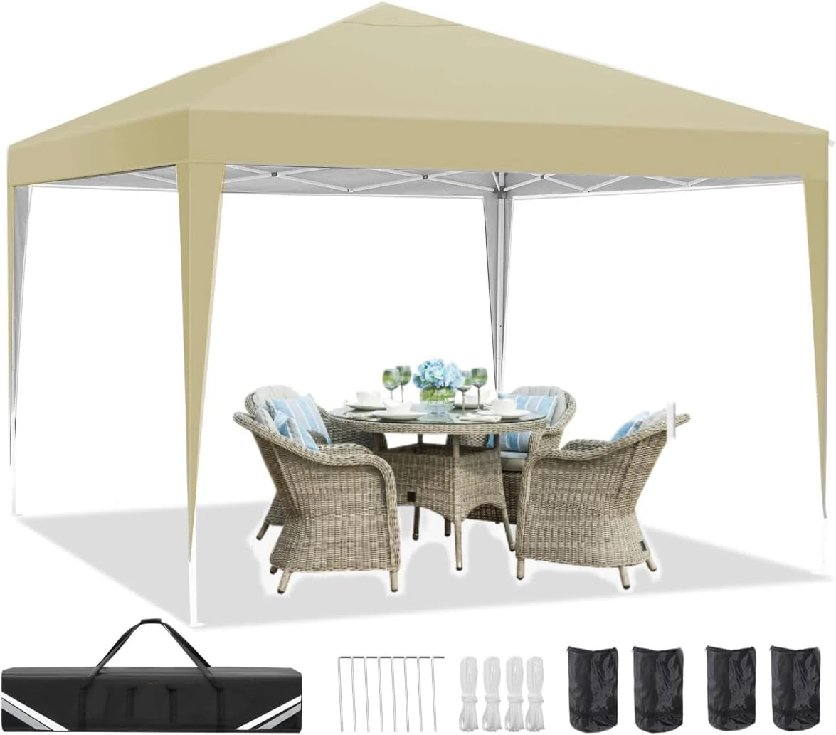 3x3m Popup Pavilion Waterproof Beer Tent Foldable Canopy without sidewall,3Height Adjustable,Party Tent For Garden,Beach,Markets