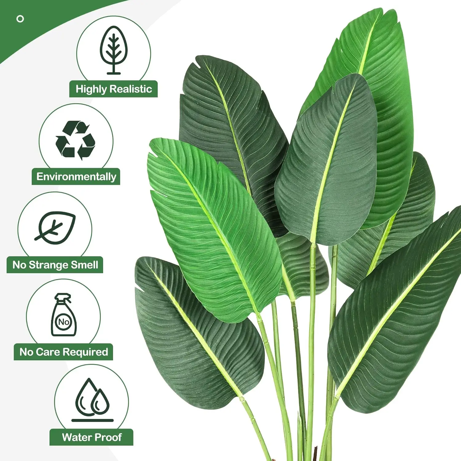 2pcs Artificial Tree Bird of Paradise 120cm Fake Banana Leaf Plant Faux Potted Tree for Home Indoor Outdoor Office Decor