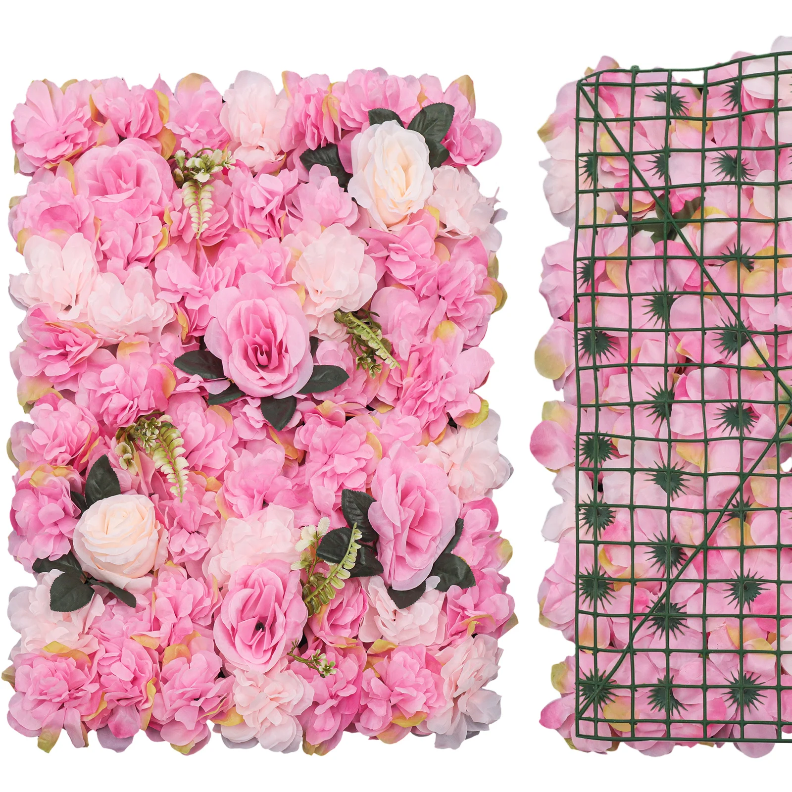12 Pcs Flower Wall Panels Pink Wall Backdrop Panels Wedding Decor Set 60X40Cm Artificial Rose & Dahlia Flower Wall Panels