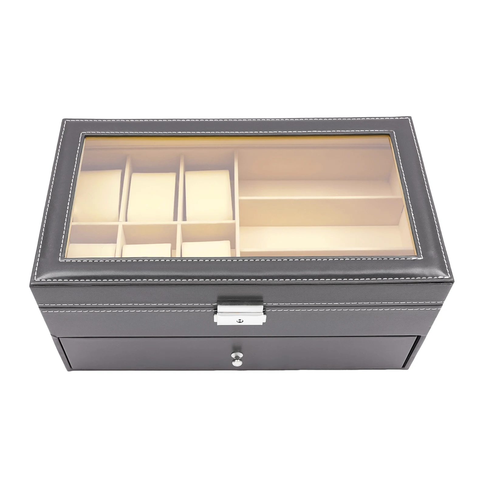 Watch Box, Display Watch and Sunglasses Jewellery Box, 6 Watch Box Jewellery Case and 9 Slots Sunglasses Organiser, Glasses Case