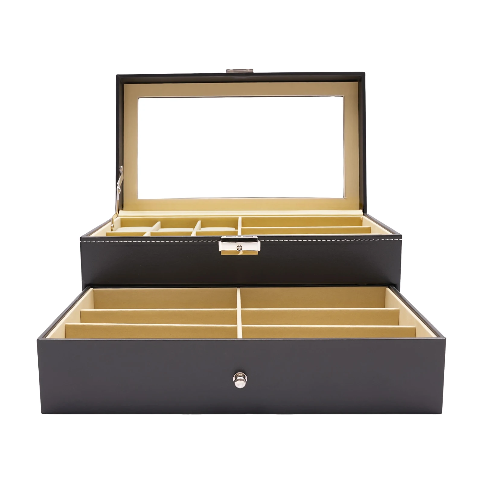 Watch Box, Display Watch and Sunglasses Jewellery Box, 6 Watch Box Jewellery Case and 9 Slots Sunglasses Organiser, Glasses Case