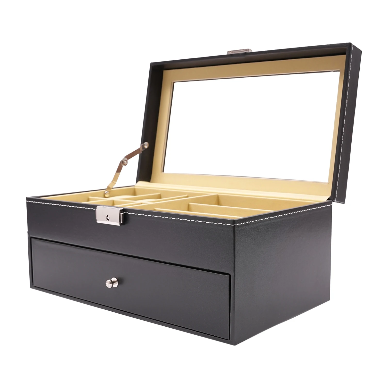 Watch Box, Display Watch and Sunglasses Jewellery Box, 6 Watch Box Jewellery Case and 9 Slots Sunglasses Organiser, Glasses Case