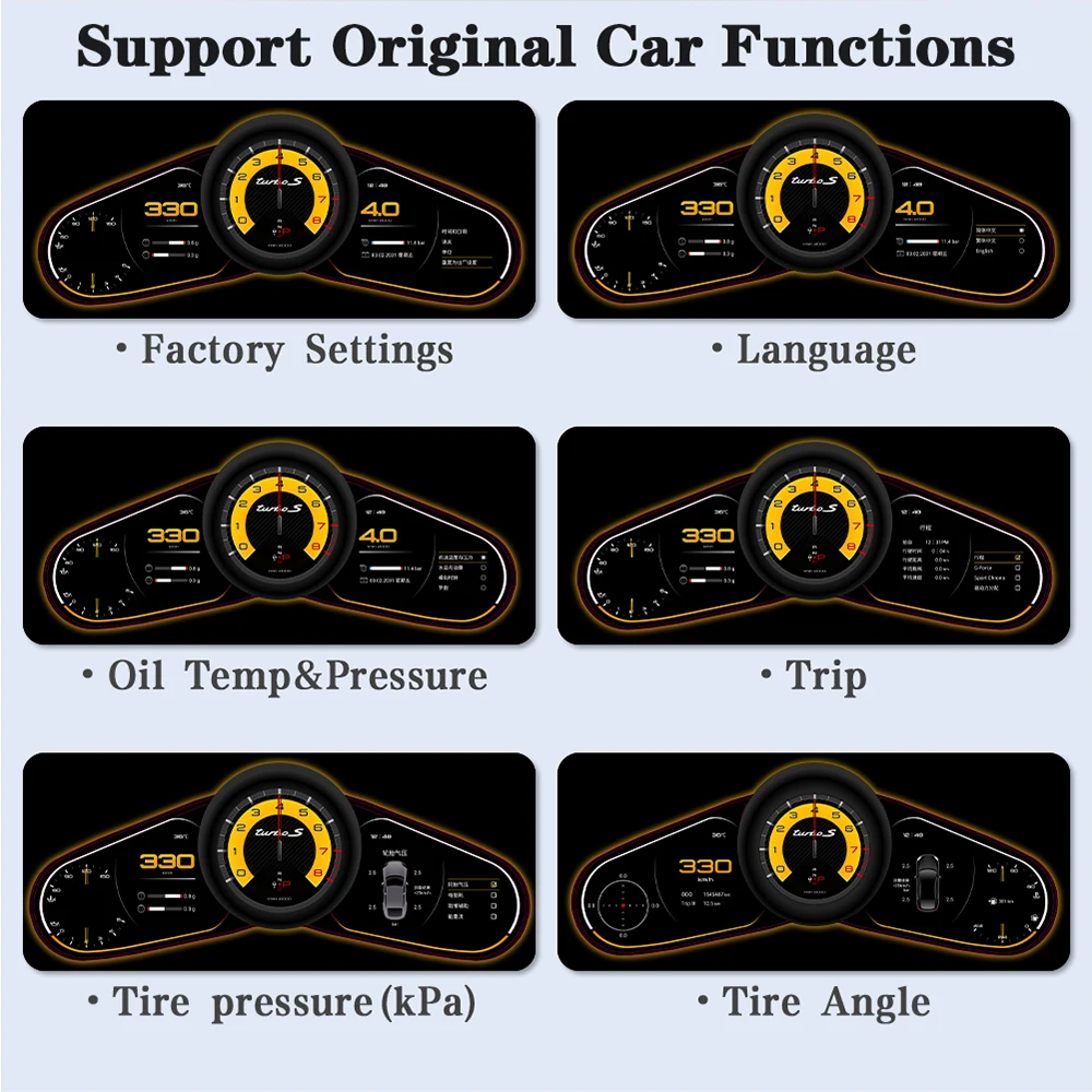 AUTOTOP 12.3" OEM FIT Digital Dashboard Gauge Cluster for Porsche 911 2012-2019 LCD Instrument Panel Speedometer Linux System