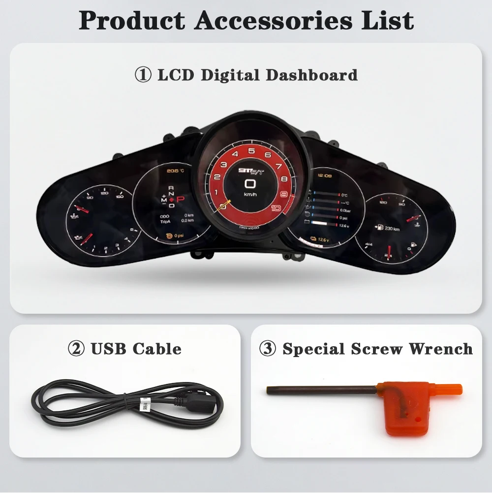 AUTOTOP 12.3" OEM FIT Digital Dashboard Gauge Cluster for Porsche 911 2012-2019 LCD Instrument Panel Speedometer Linux System