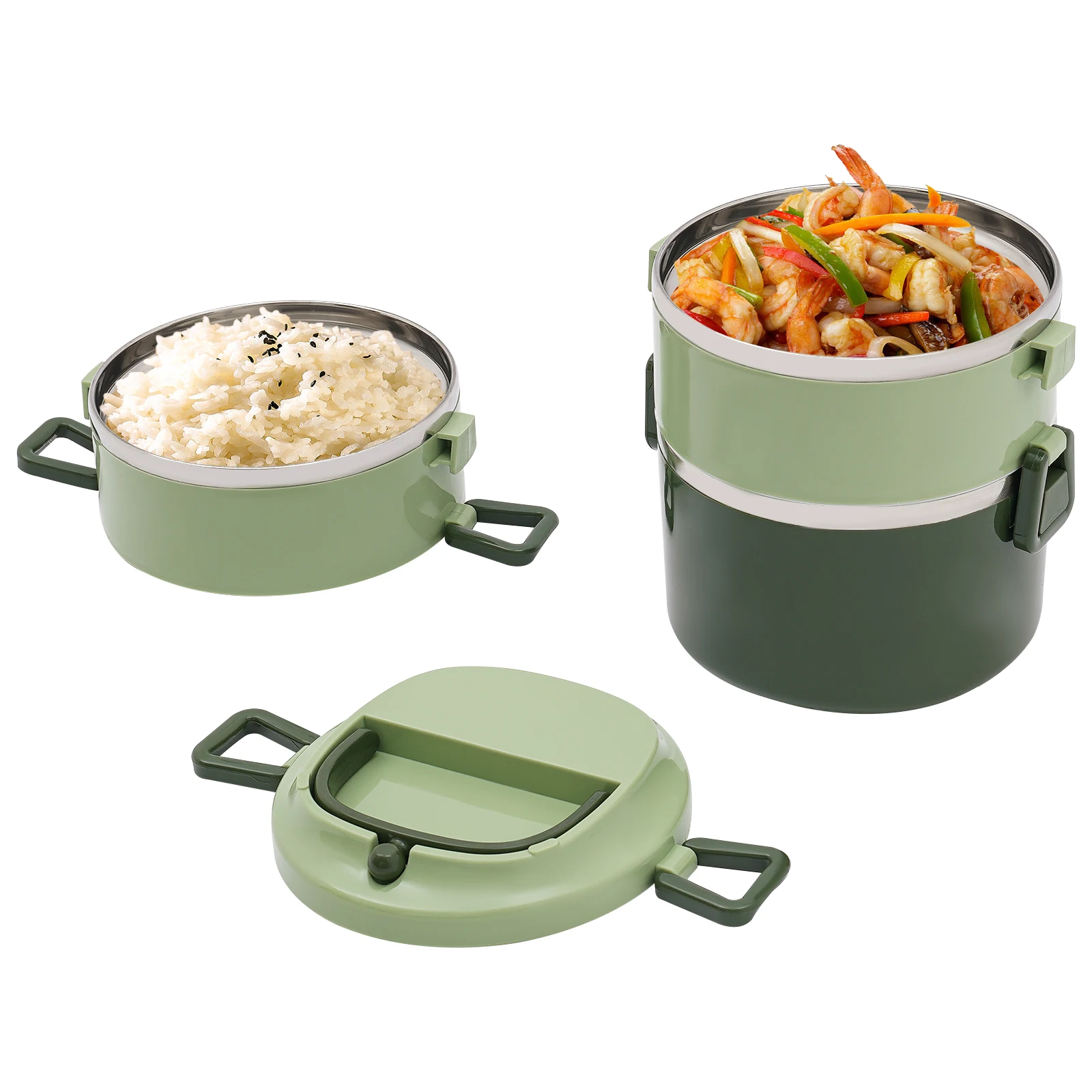 3-layer Freestanding Stackable Stainless Steel Lunch Box Bread Box Insulated Food Container