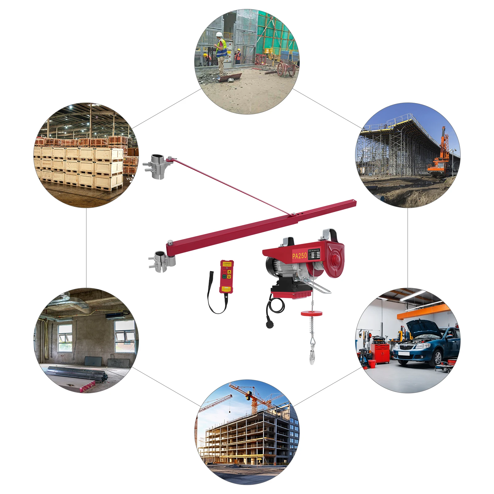 250kg Double Rope Electric Hoist 12m/39.37ft Lifting Crane 550w Wireless Remote Control Cable Hoist Winch w/h Installation Brack