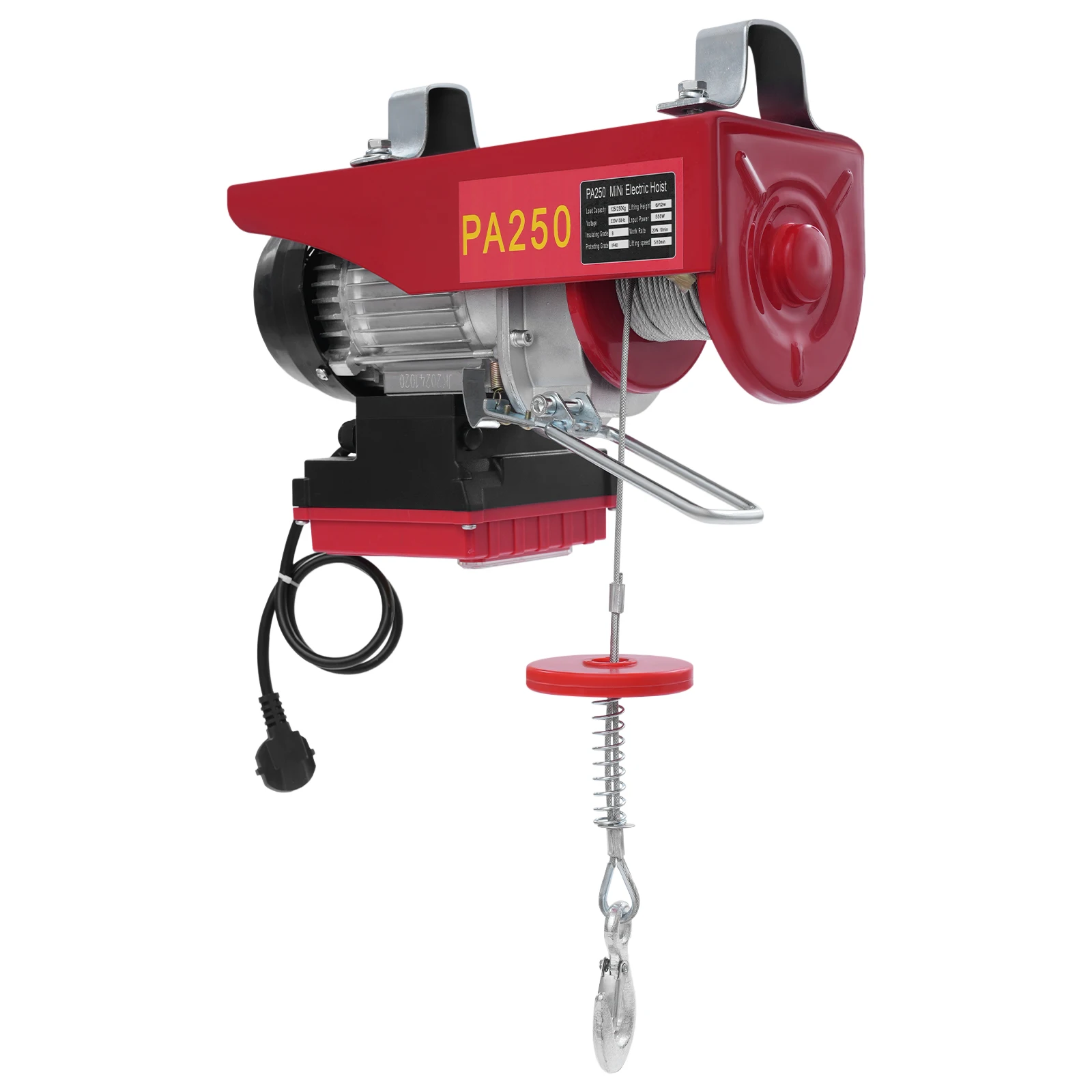 250kg Double Rope Electric Hoist 12m/39.37ft Lifting Crane 550w Wireless Remote Control Cable Hoist Winch w/h Installation Brack