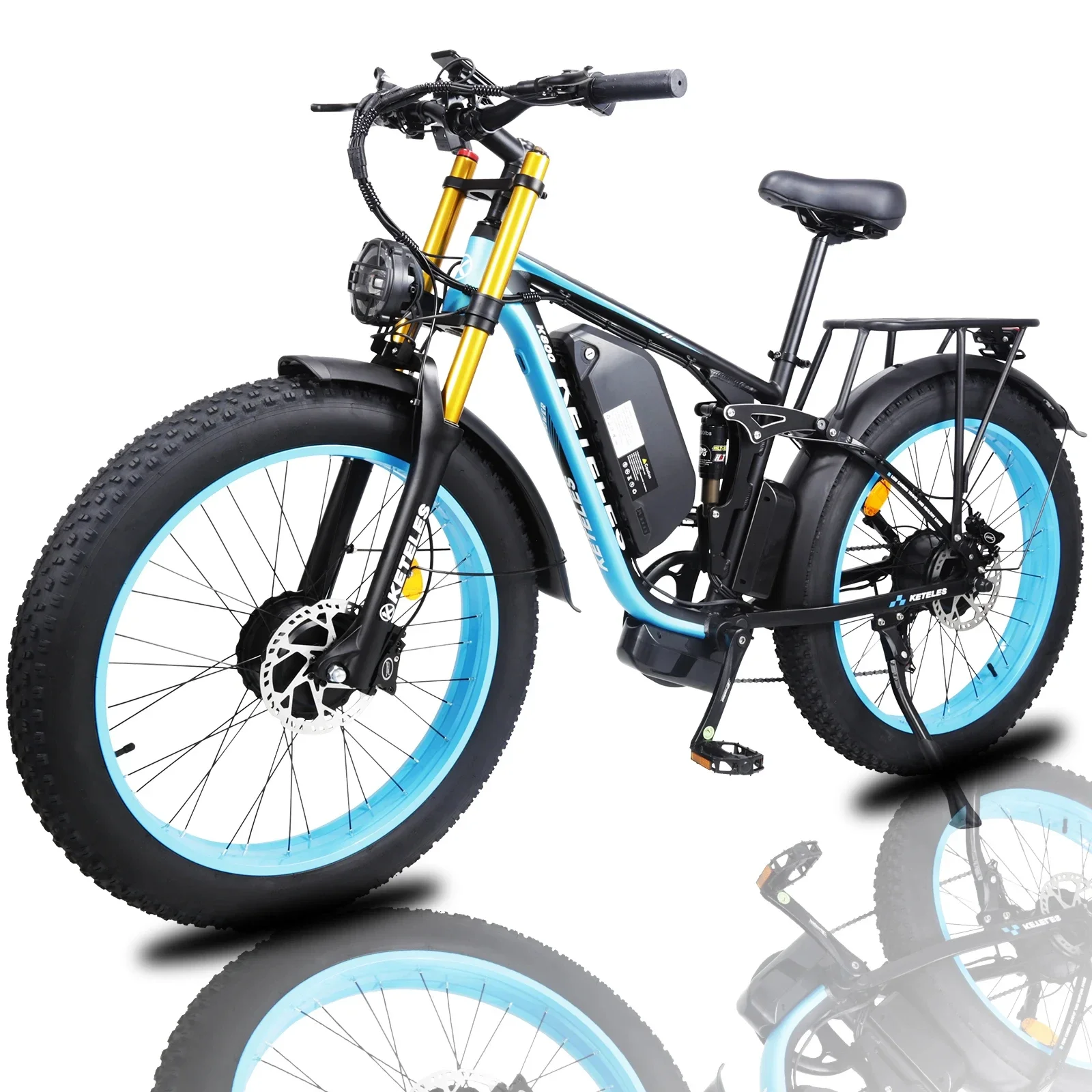 KETELES K800 Pro Dual Motor Electric Bicycle 2000W 48V 23AH Double Shoulder Front Fork Hydraulic Brake With Brake Light