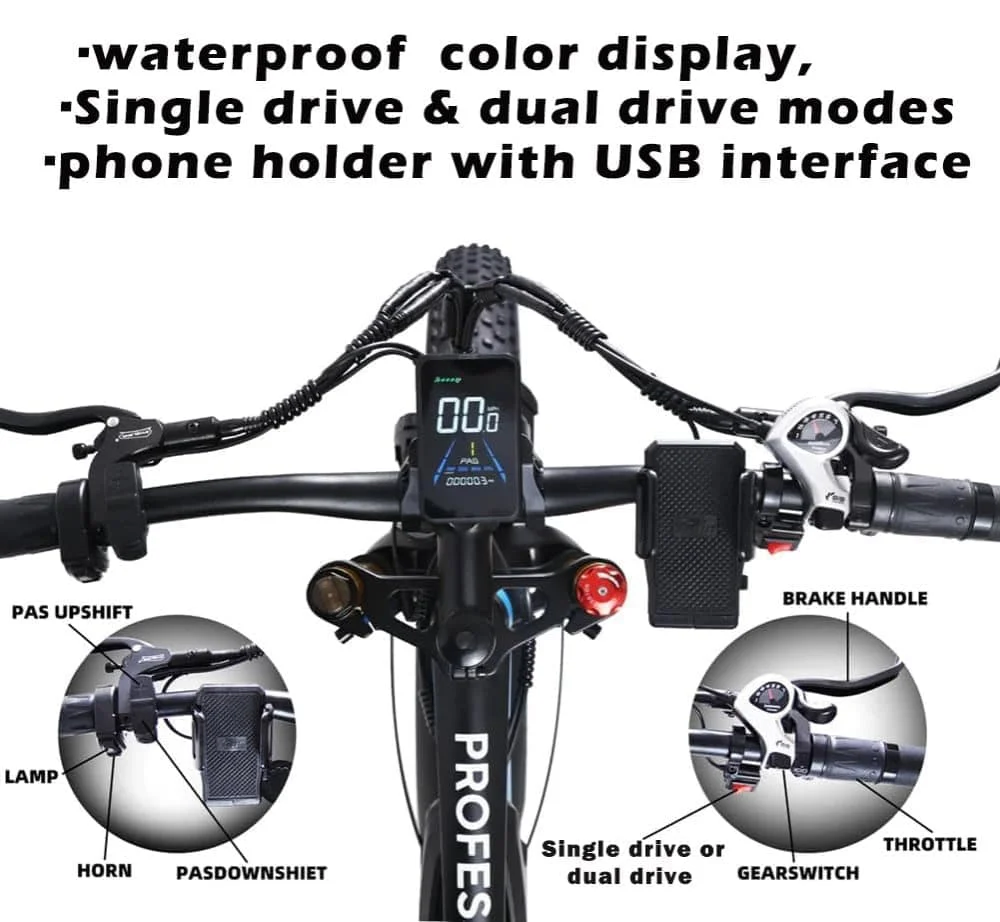 KETELES K800 Pro Dual Motor Electric Bicycle 2000W 48V 23AH Double Shoulder Front Fork Hydraulic Brake With Brake Light