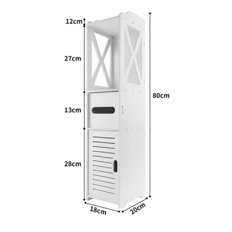 Bathroom Floors Cabinet with Paper Towel Drawer & Cupboard Storage Organizer Home Furnitures 80*20*18cm