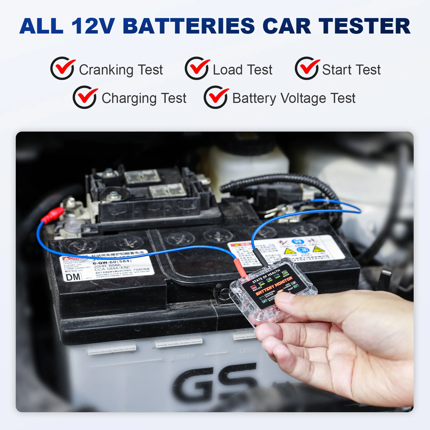 ANCEL BM200 PRO 12V Car Battery Capacity Tester Monitor LED Display SOH SOC Battery Health Waterproof Analyzer Auto Tester Tool