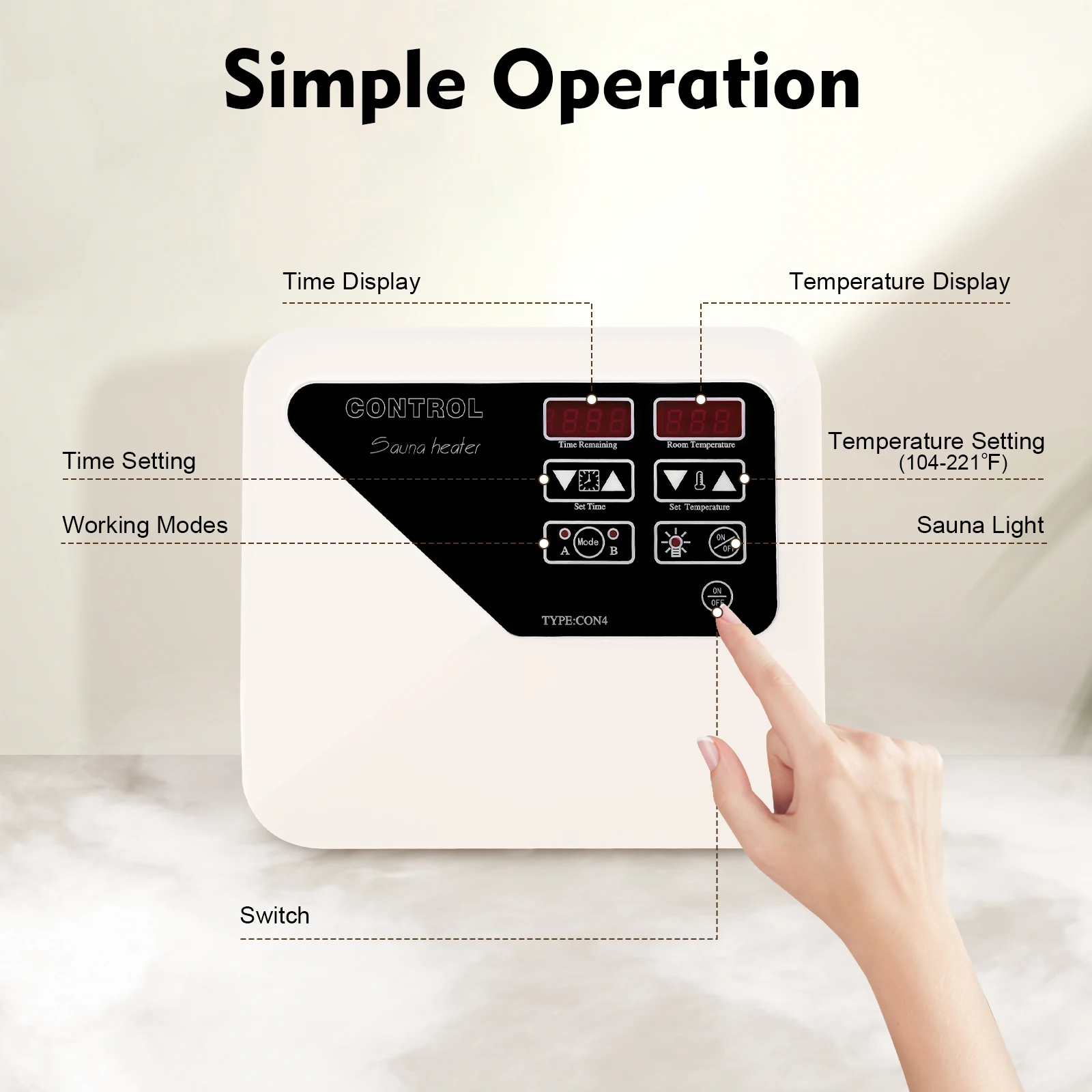 3-9kw 220-240v Digital Sauna Stove Controller Dry Steam Oven Controller with Light Temperature Dry Steam Room Knob Controller