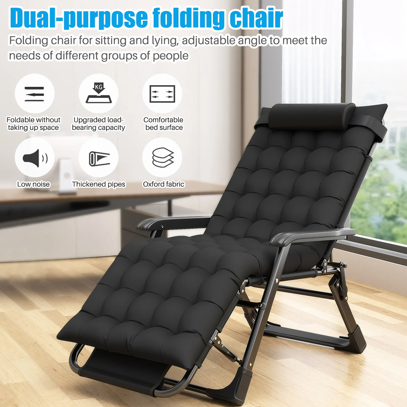 Zero Gravity Chair Reclining Camping Lounge Chair W/Removable Cushion Reclining Patio Chairs Folding Recliner for Indoor Outdoor