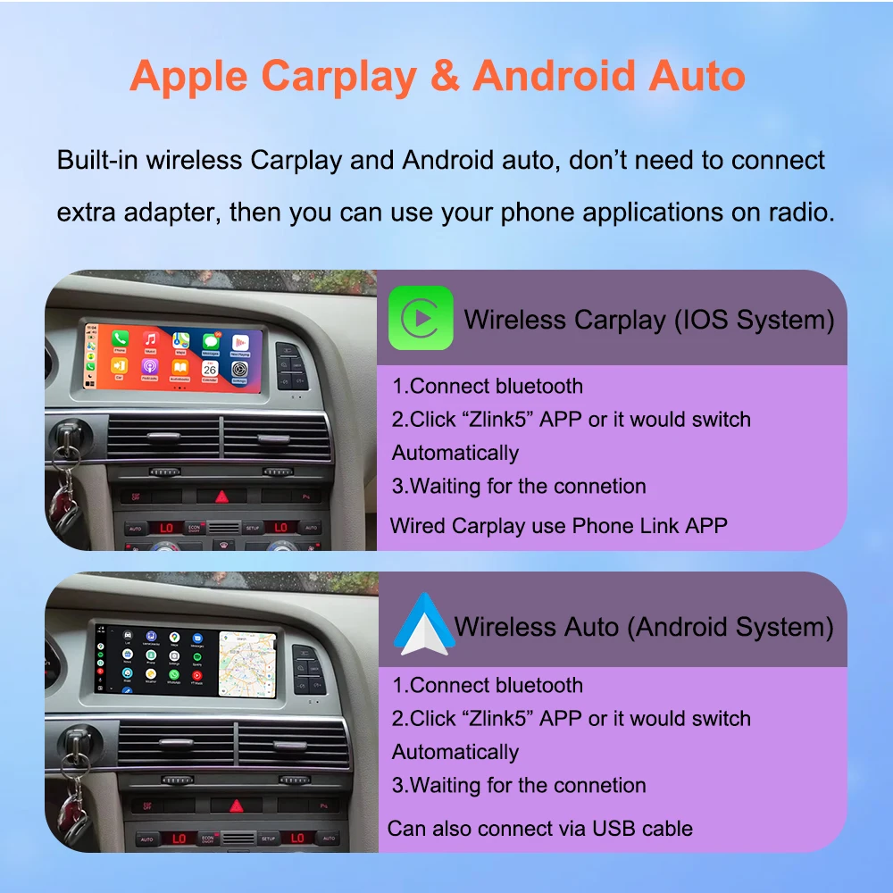Bonroad 8.8 "CarPlay Android 14 Auto Radio For Audi A6 C6 4f 2005-2012 MMI 2G 3G Car Stereo Multimedia Player Screen Headunit