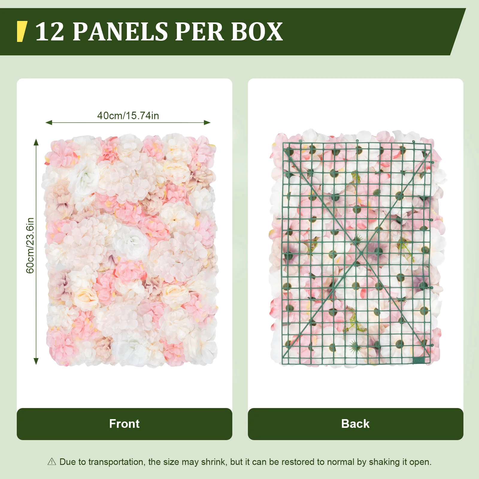 12 PCS Artificial Flower Wall Panels,Flower Wall Mat Silk Flower Panels for Outdoor Garden Backyard Fence Fence Privacy Screen