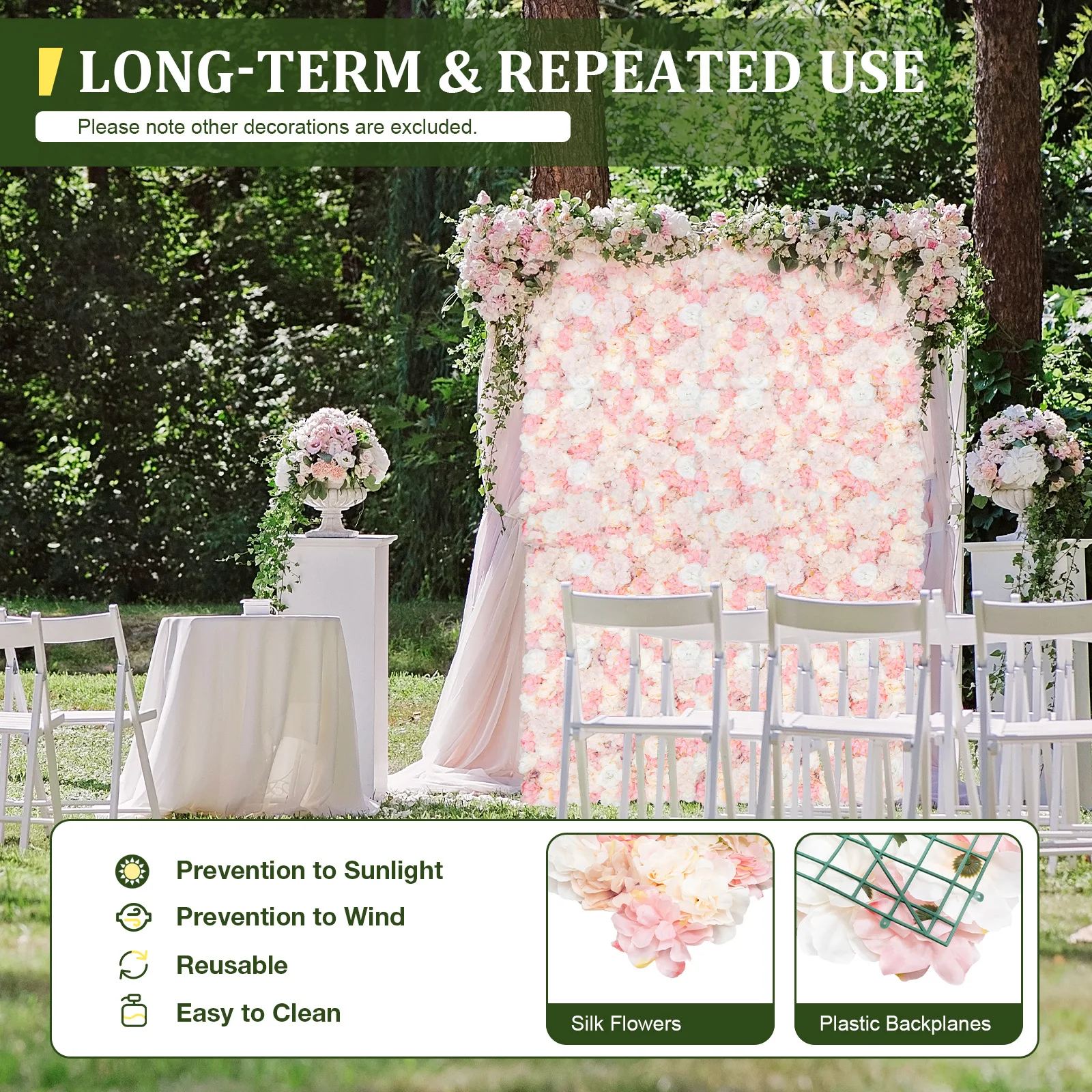 12 PCS Artificial Flower Wall Panels,Flower Wall Mat Silk Flower Panels for Outdoor Garden Backyard Fence Fence Privacy Screen