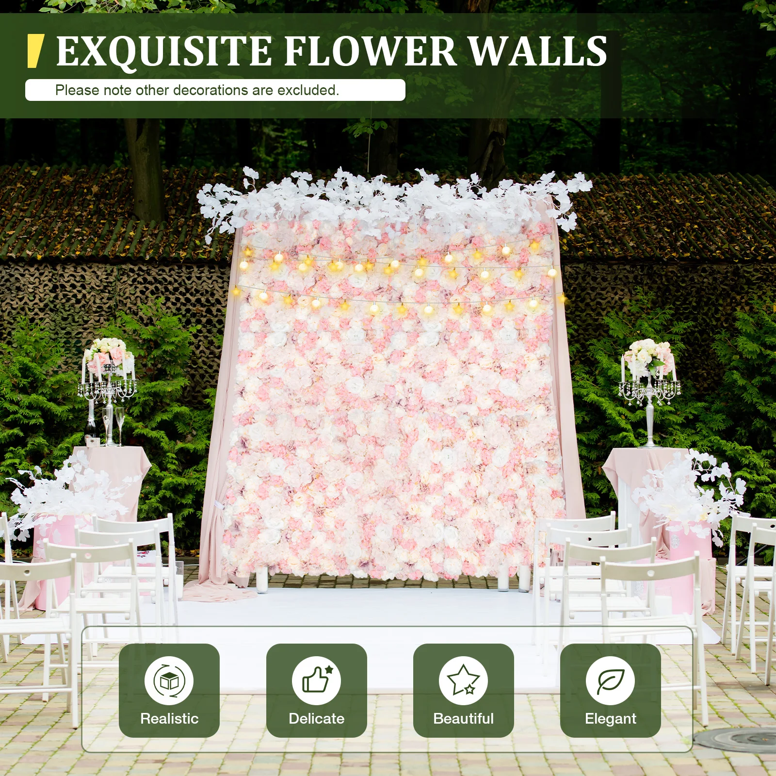 12 PCS Artificial Flower Wall Panels,Flower Wall Mat Silk Flower Panels for Outdoor Garden Backyard Fence Fence Privacy Screen