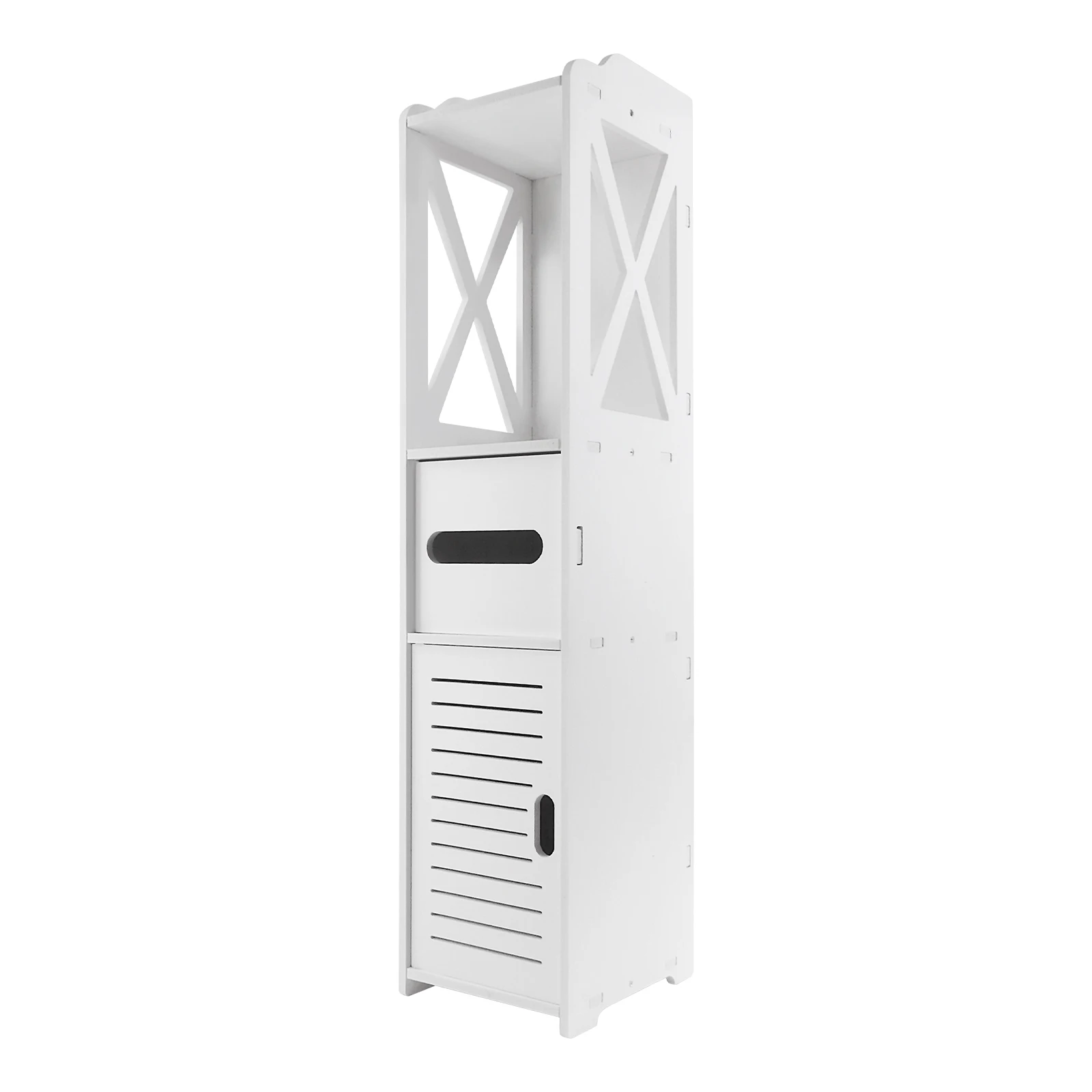 Slim Tall Bathroom Cabinet with Door 80x20x12cm PVC Material Waterproof Easy Install And Clean Storage Solution for Bathrooms